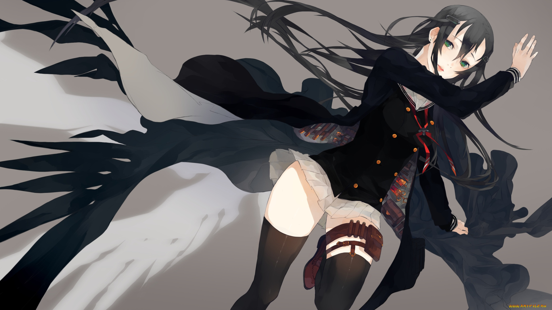 аниме, unknown, , другое, плащ, взгляд, брюнетка, eules, character, tagme, девушка, арт