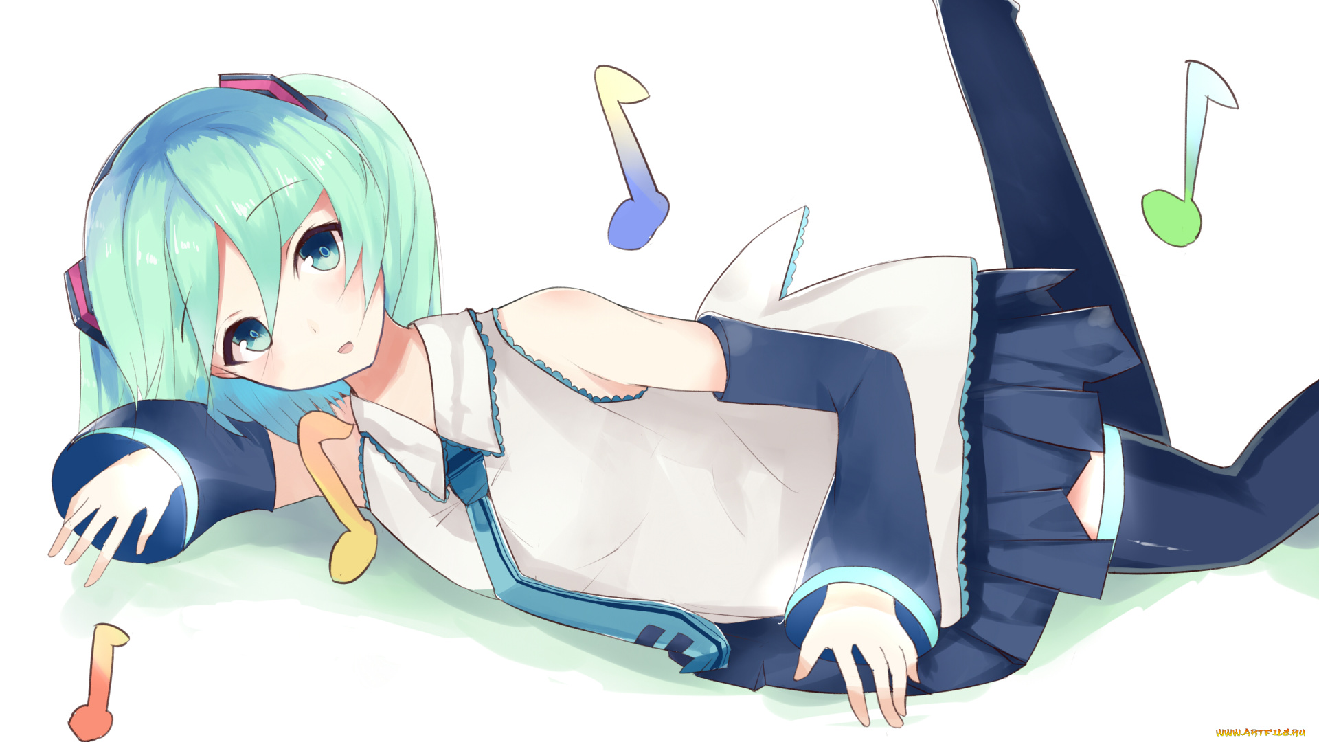 аниме, vocaloid, взгляд, девушка, hatsune, miku, арт