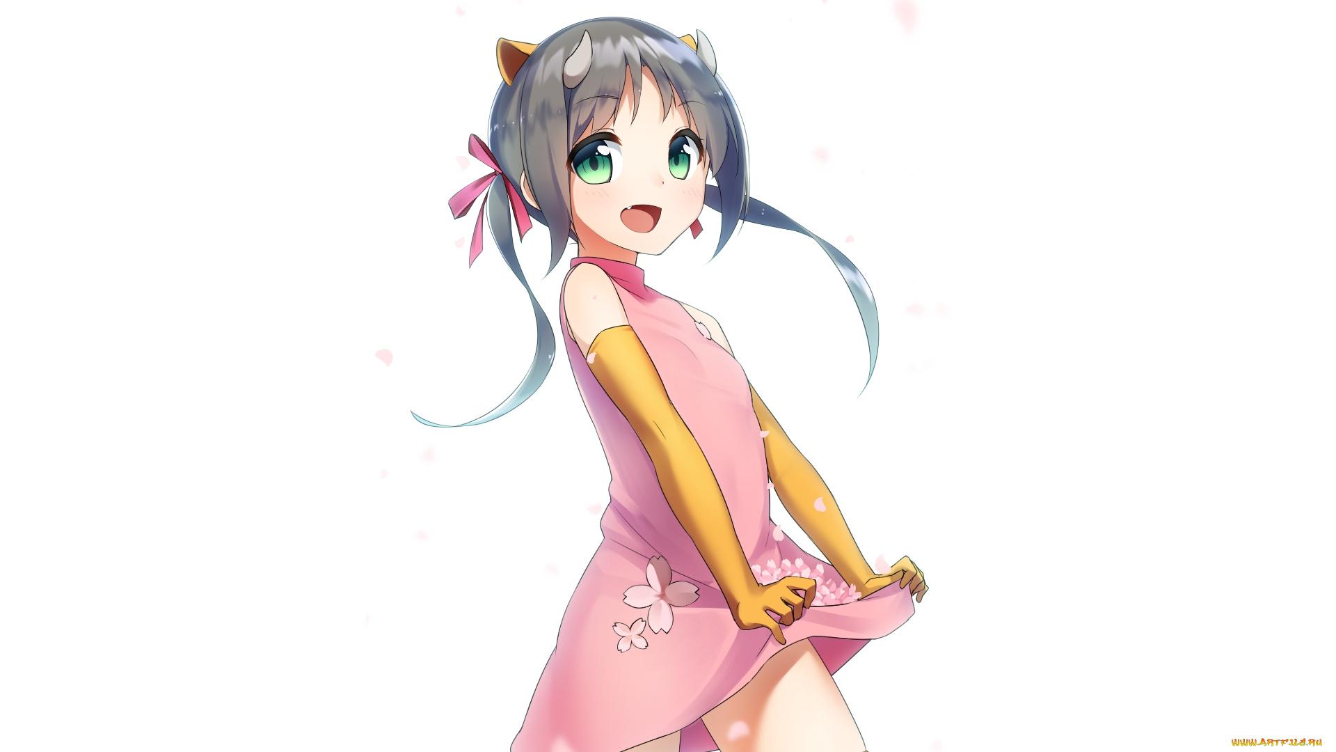 etotama, аниме, животные, , существа, платье, лента, рога, ушки, ninnzinn, uri-tan, арт, девочка