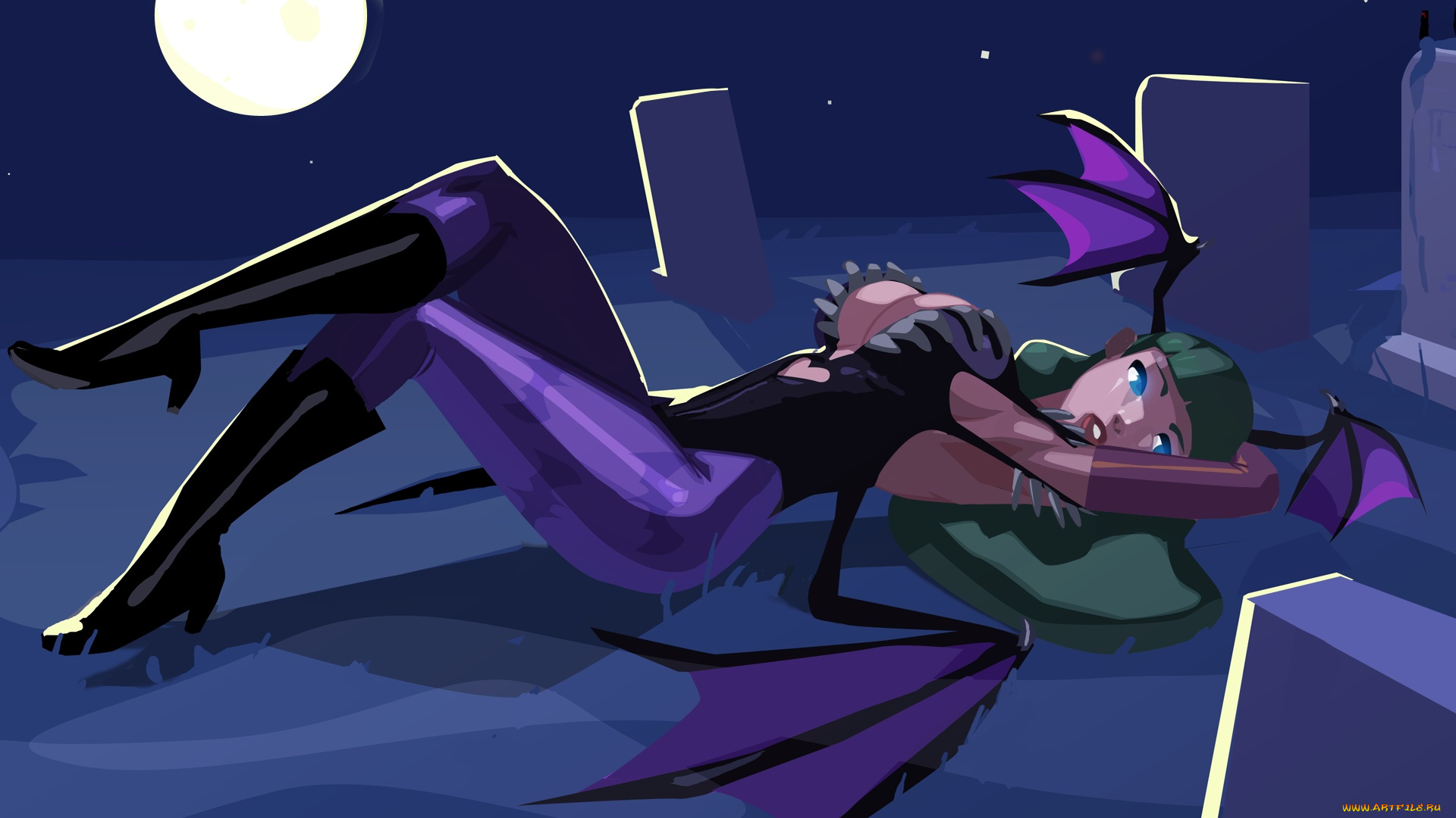 разное, арты, фон, демон, взгляд, девушка