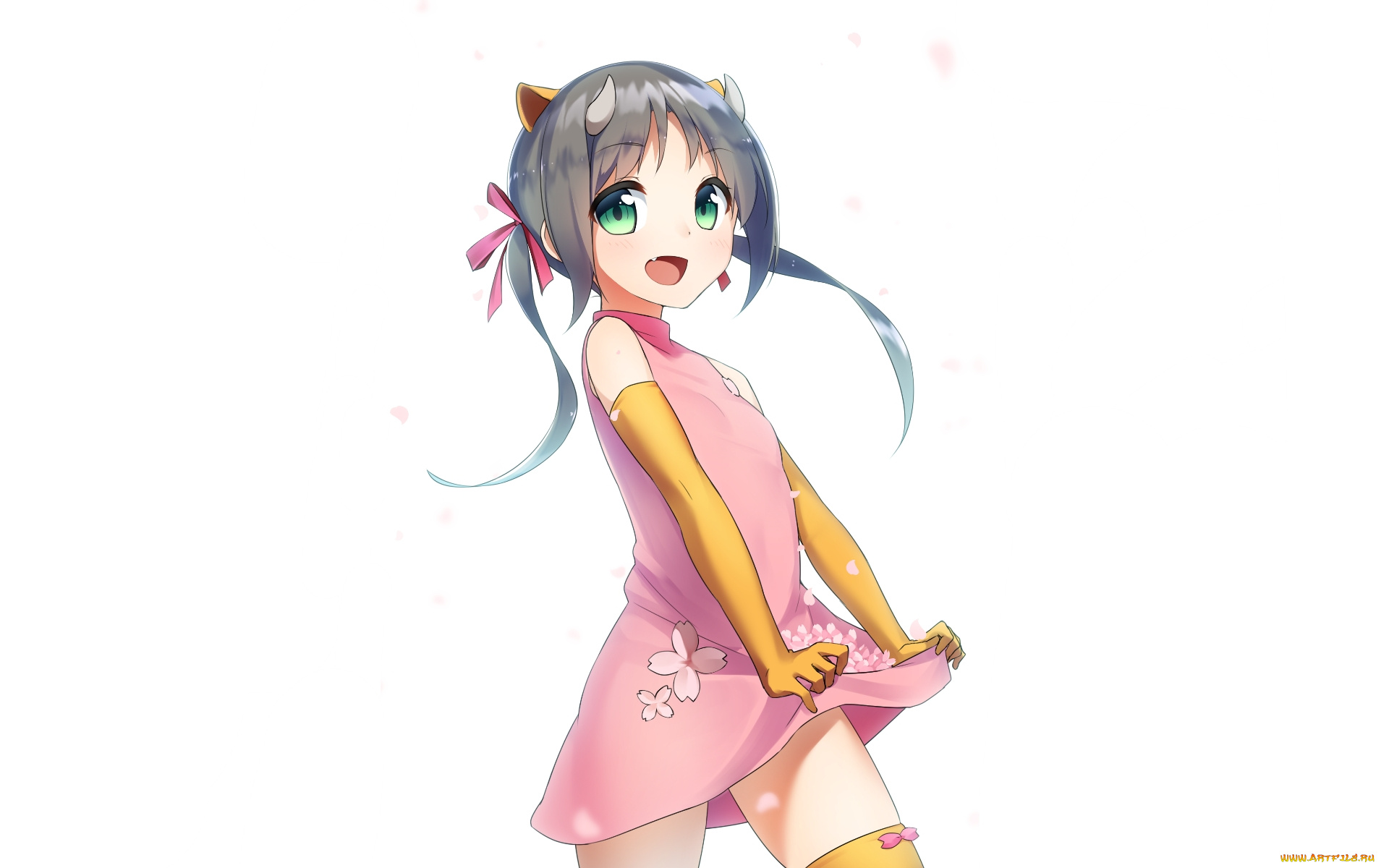 etotama, аниме, животные, , существа, платье, лента, рога, ушки, ninnzinn, uri-tan, арт, девочка