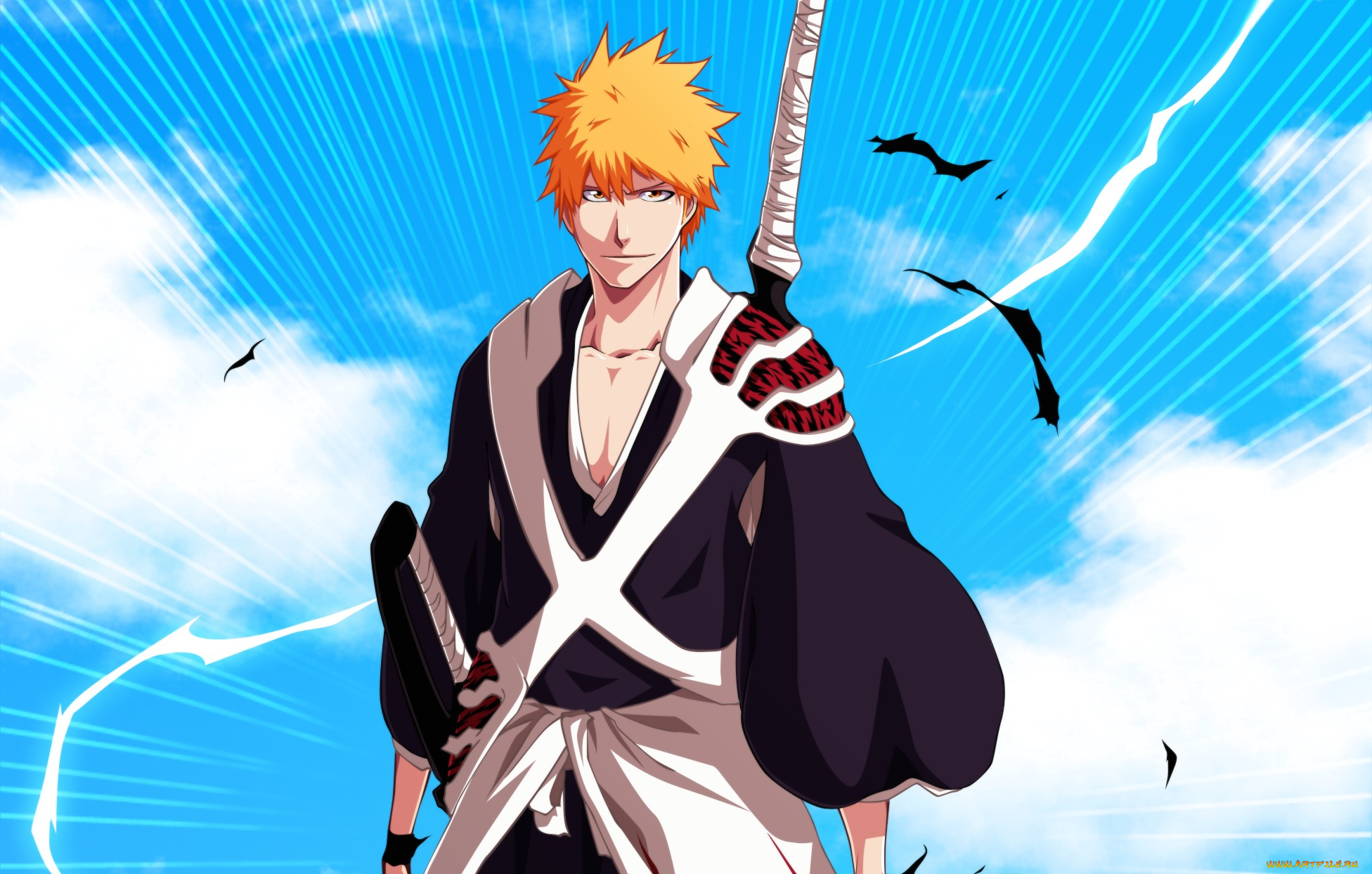 аниме, bleach, взгляд, меч, блондин, shinigami, парень