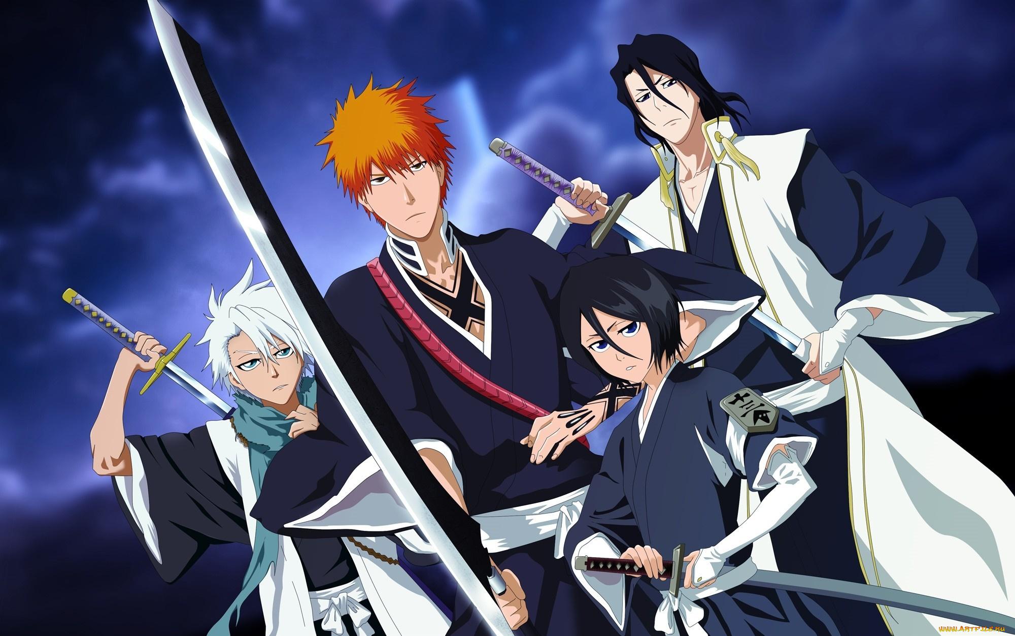 аниме, bleach, toushirou, hitsugaya, kurosaki, ichigo, by, drlinux, byakuya, kuchiki