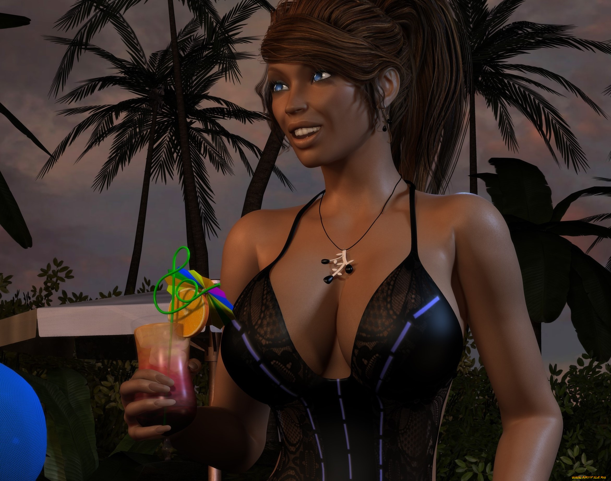 3д, графика, люди, , people, взгляд, девушка, напиток, фон