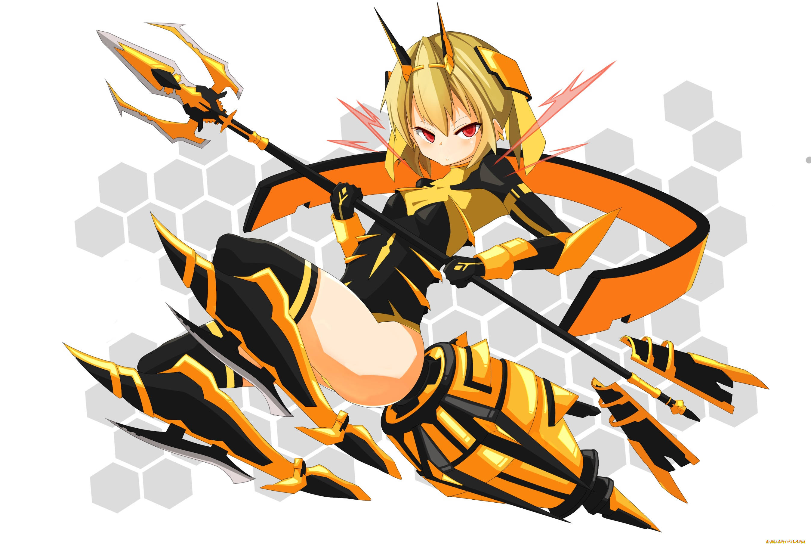 аниме, оружие, , техника, , технологии, elisha, erisya888, доспехи, девушка, арт, трезубец