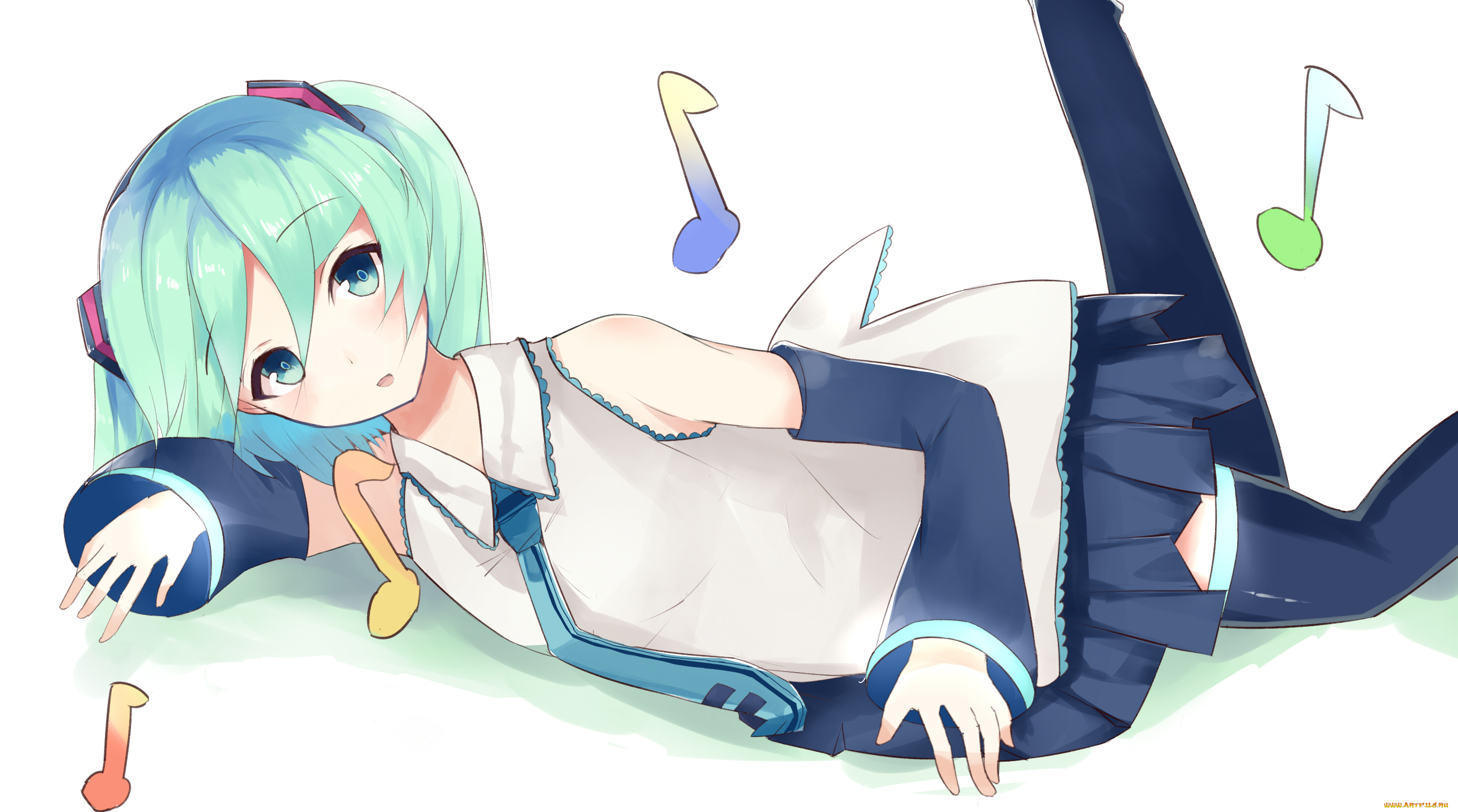 аниме, vocaloid, взгляд, девушка, hatsune, miku, арт