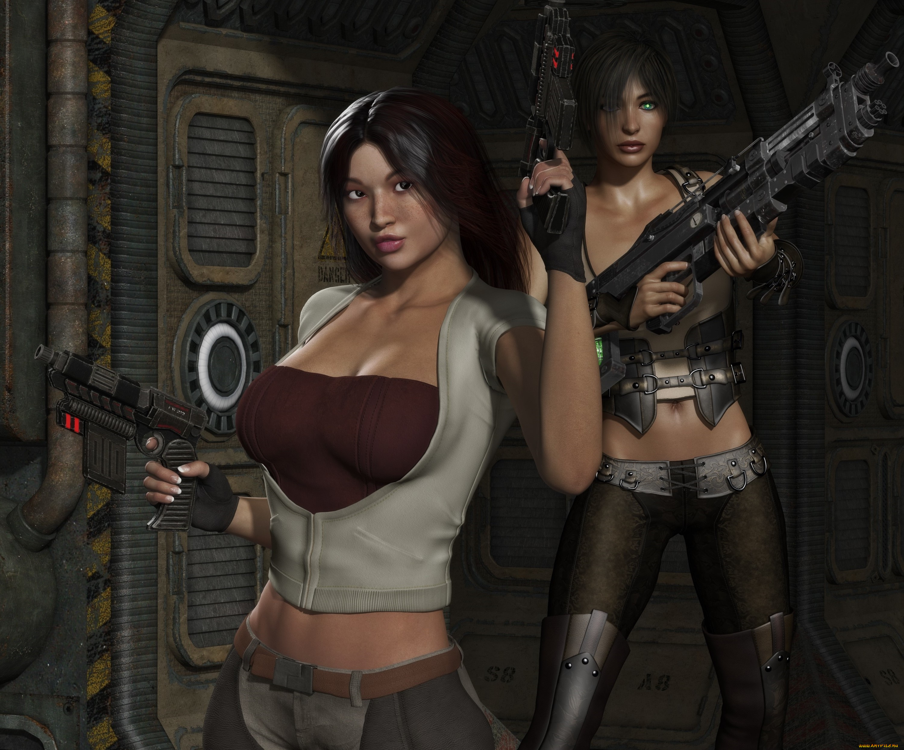 3д, графика, фантазия, , fantasy, фон, взгляд, девушки, оружие