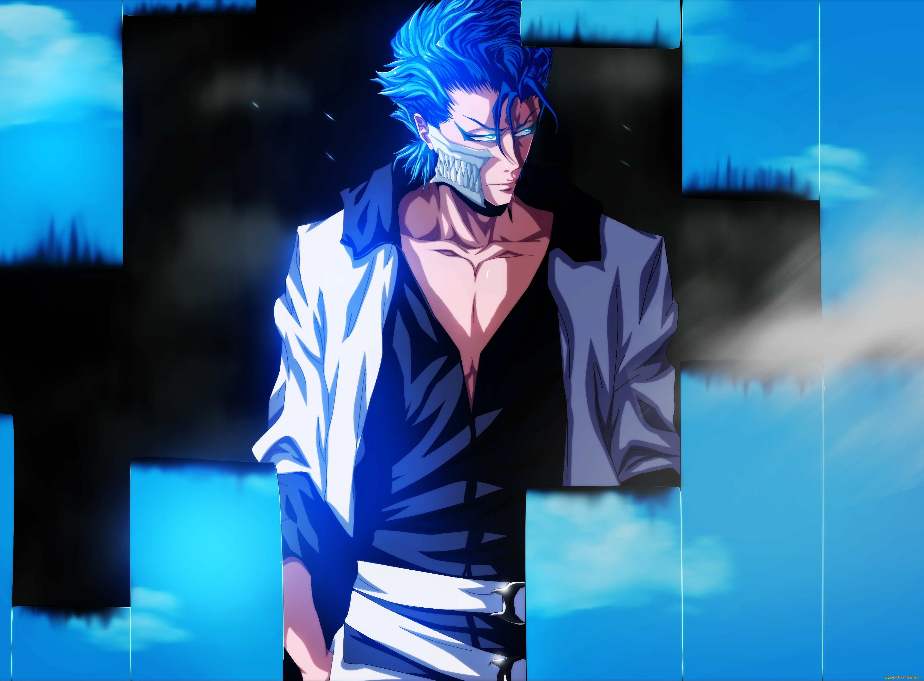 аниме, bleach, лицо, мужчина, grimmjow, jaegerjaquez