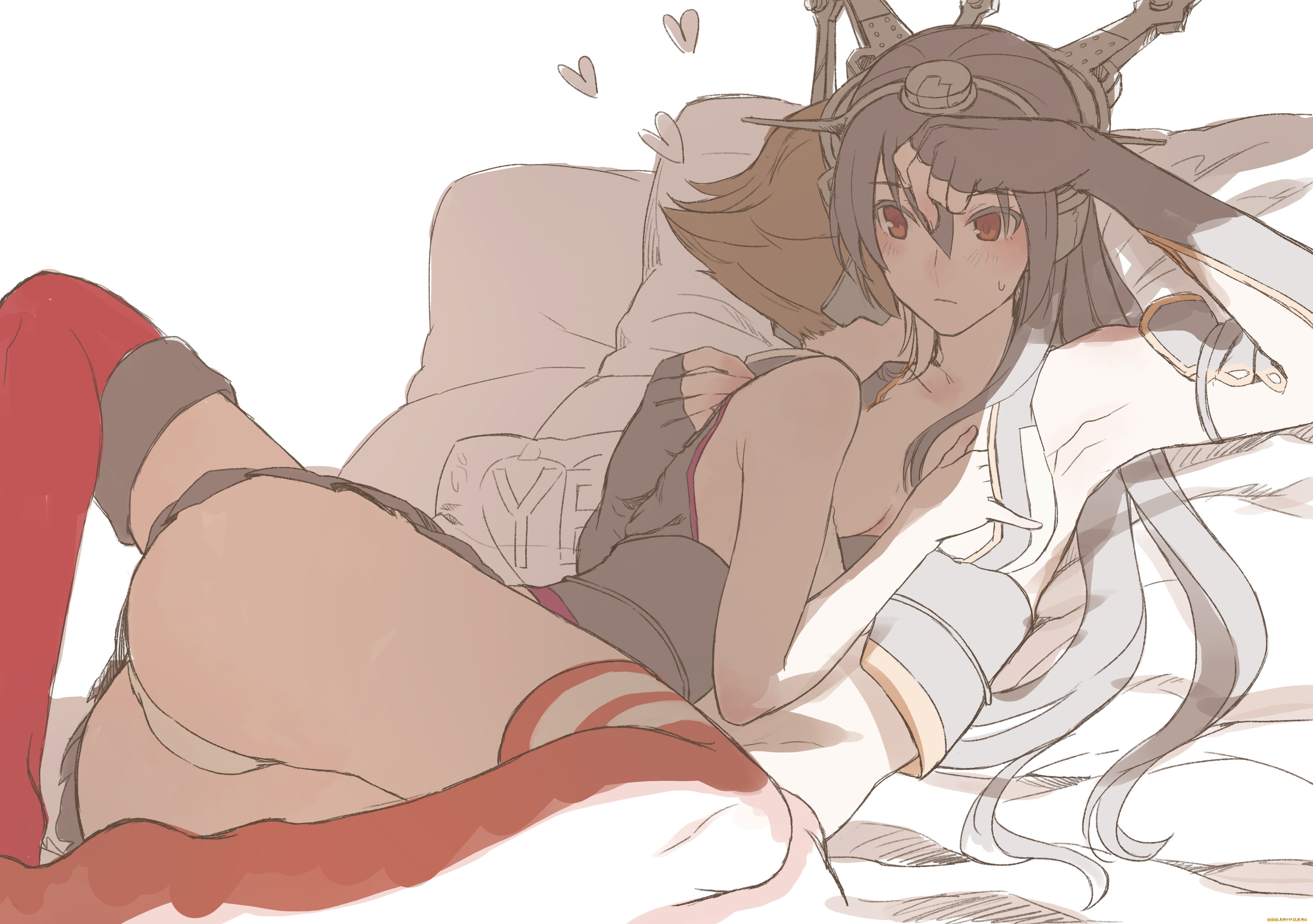 аниме, kantai, collection, crownclowncosmic, девушка, mutsu, kancolle, nagato, арт, cosmic, kantai, collection