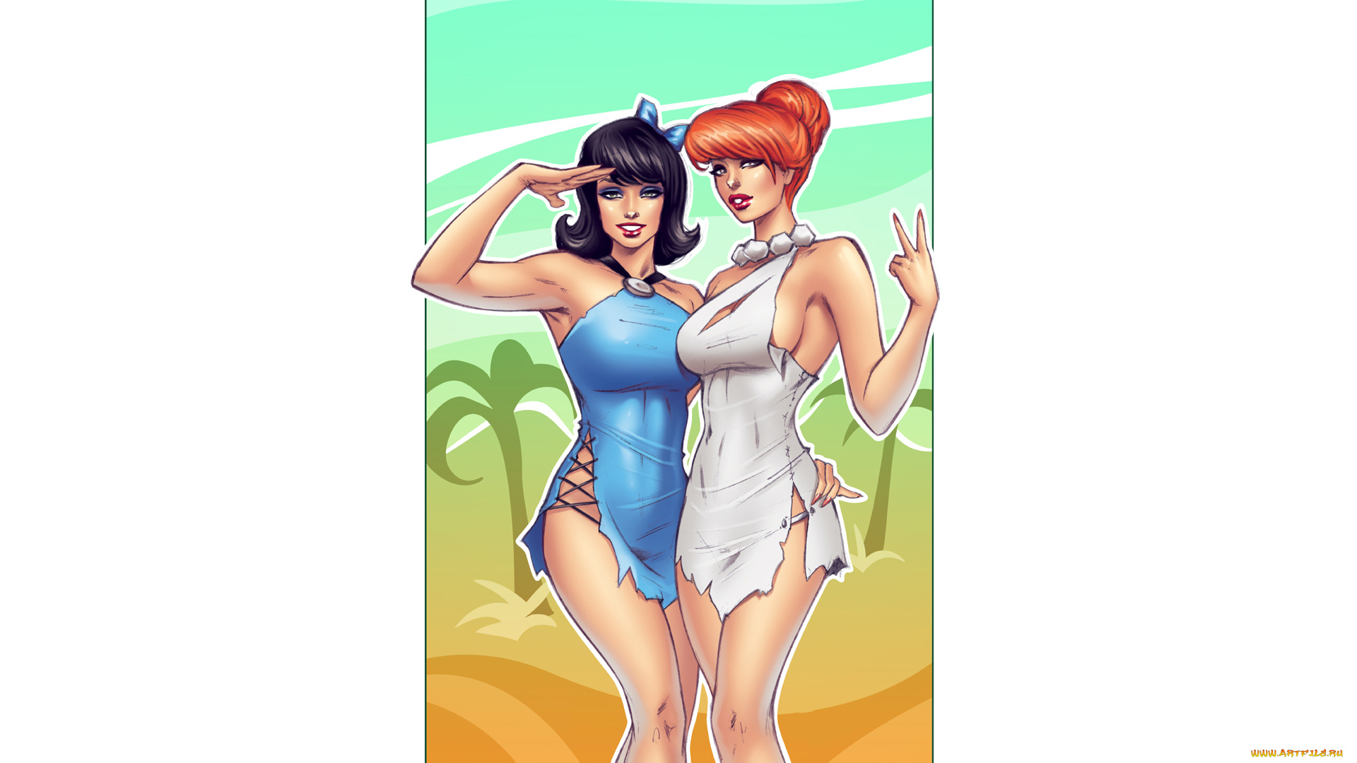 рисованное, комиксы, взгляд, фон, девушки