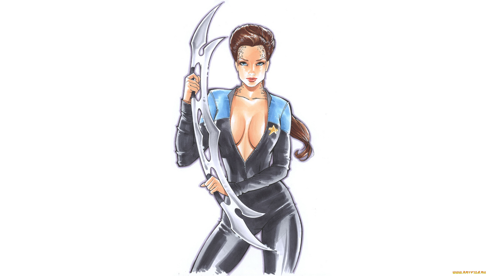 рисованное, люди, взгляд, фон, девушка, оружие