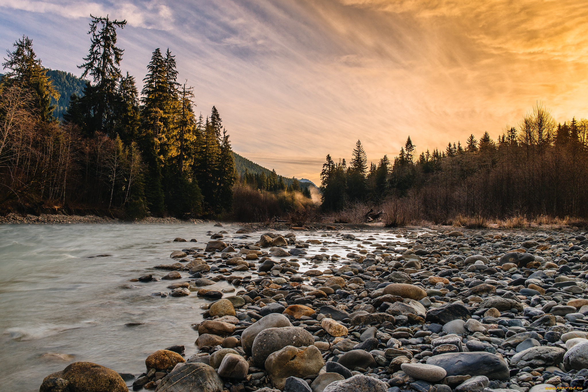 природа, реки, озера, закат, камни, река