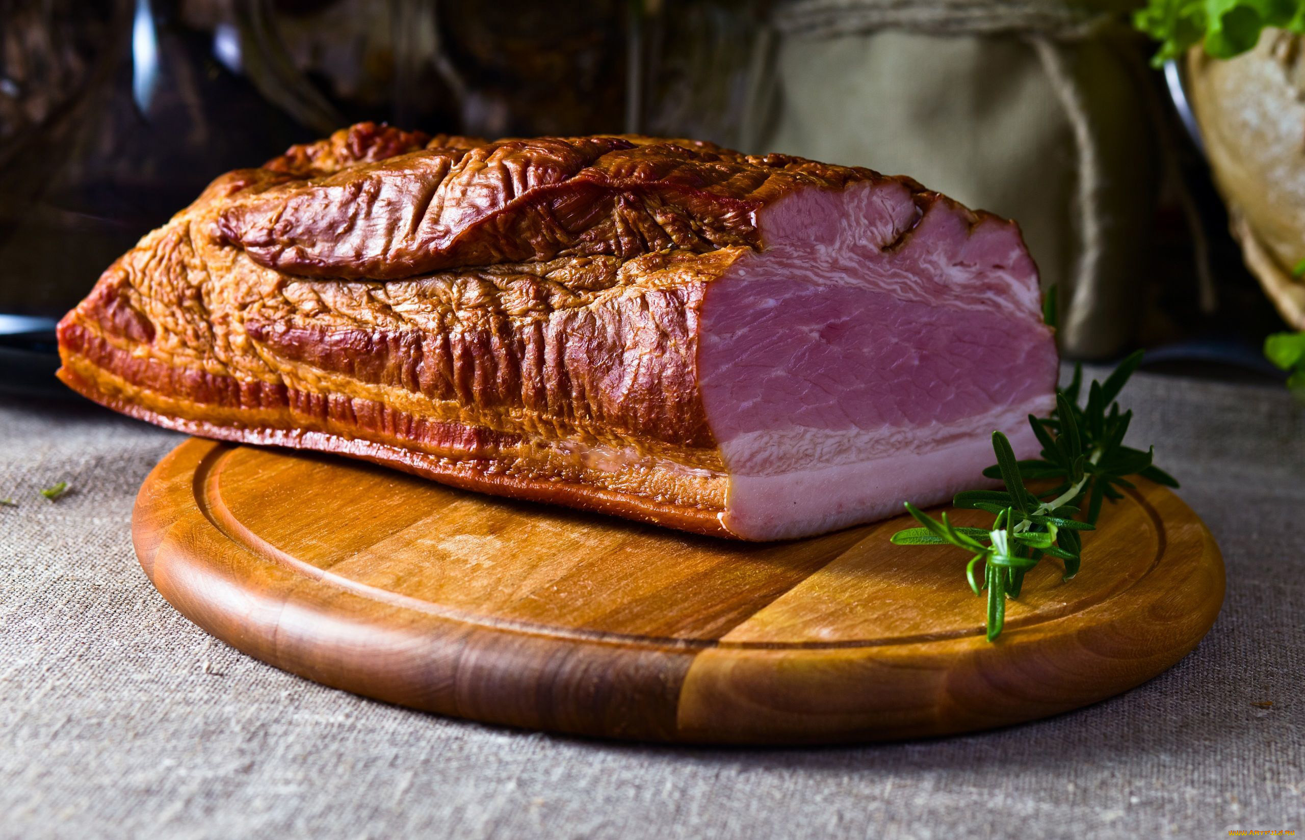 еда, мясные, блюда, мясо, розмарин, грудинка, копченая