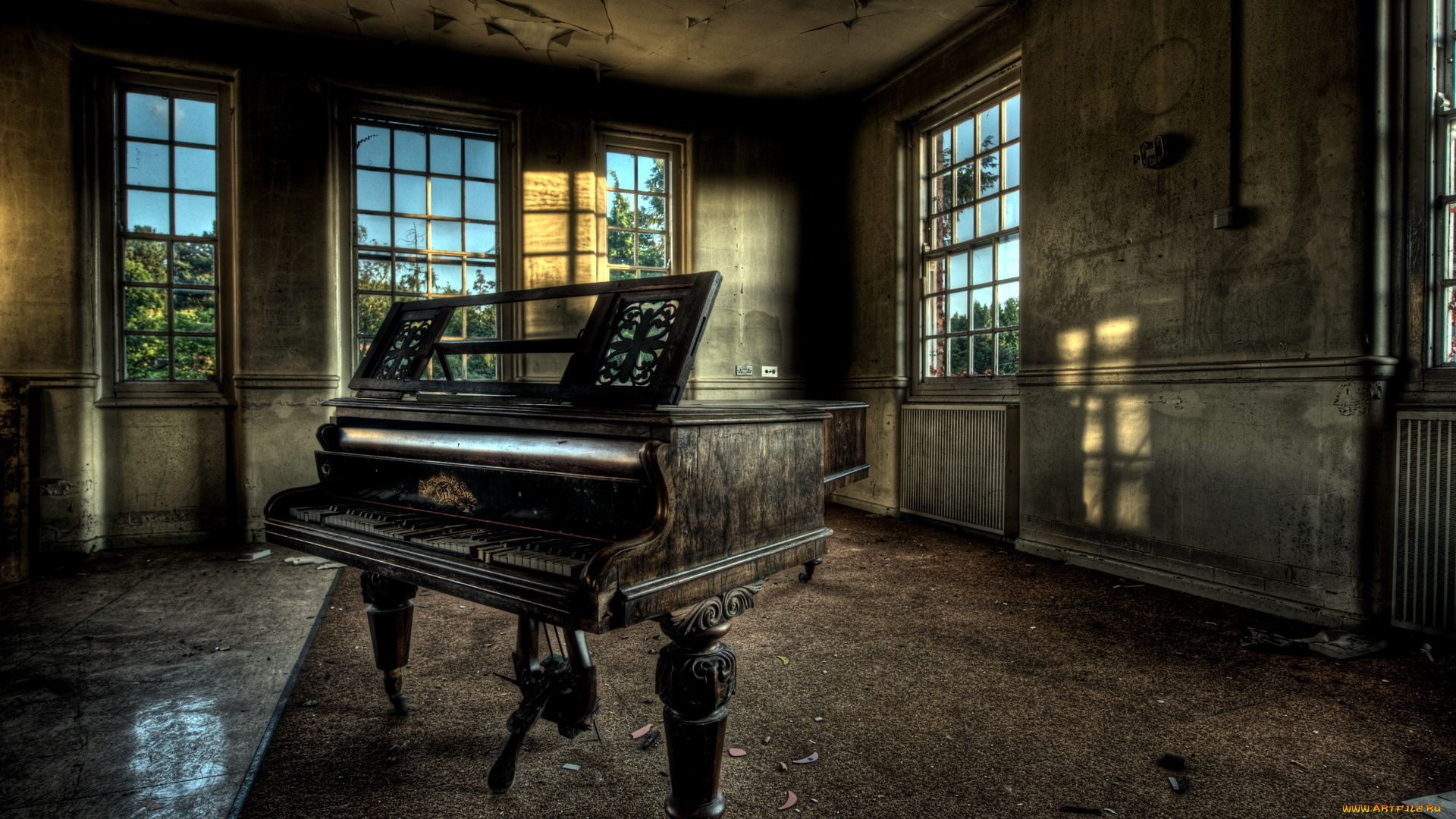 музыка, -музыкальные, инструменты, окно, фортепиано