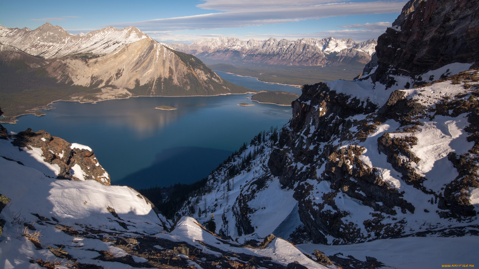 природа, реки, озера, озеро, снег, острова, скалы, горы