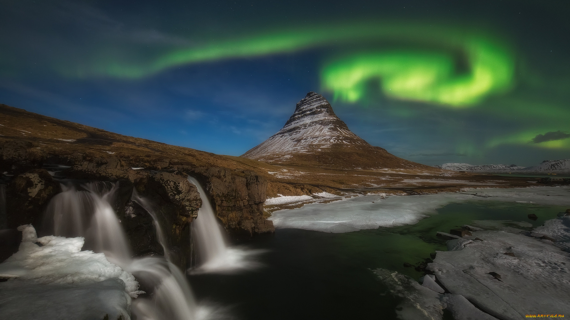 природа, северное, сияние, простор