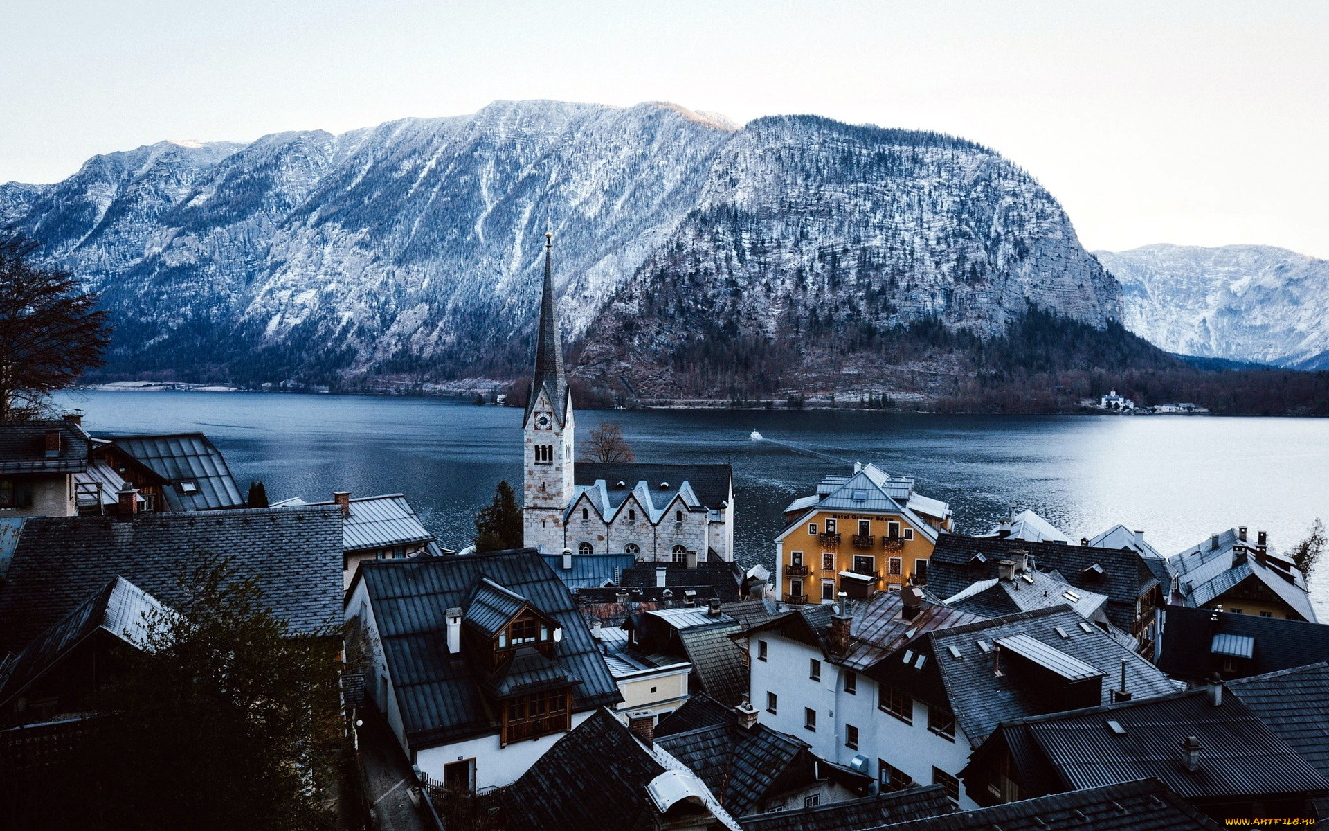 города, гальштат, , австрия, озеро, горы
