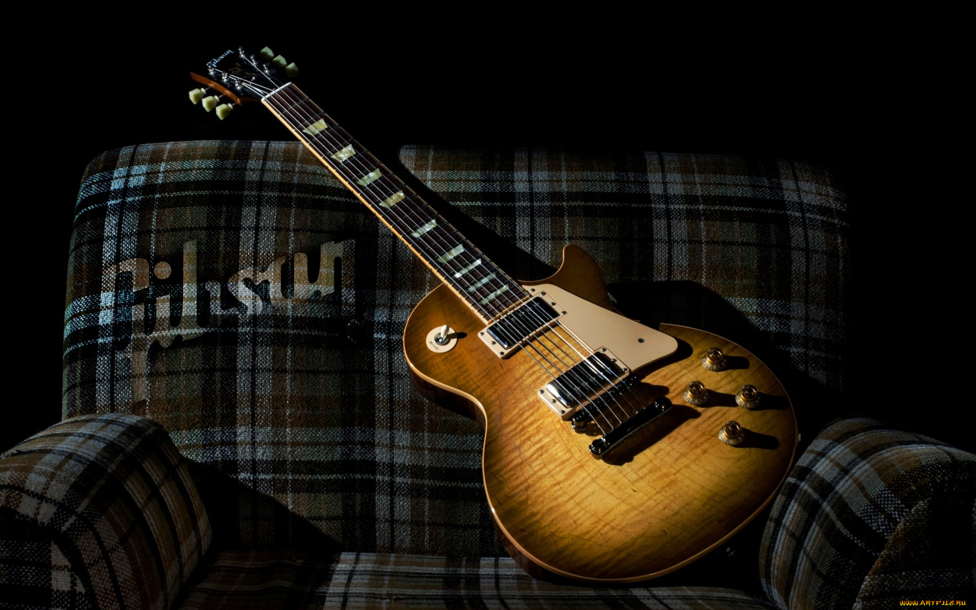 музыка, -музыкальные, инструменты, кресло, гитара