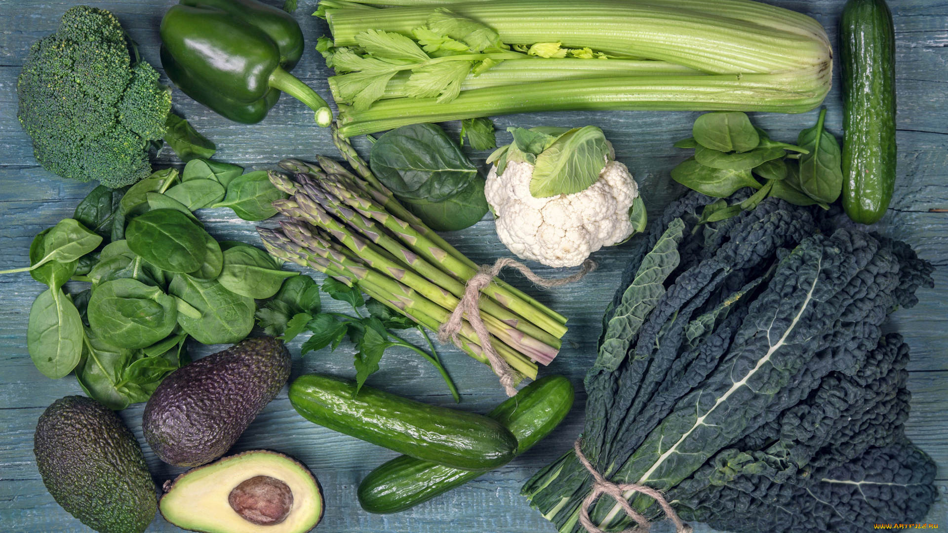 еда, овощи, огурцы, капуста, перец, зелень, авокадо