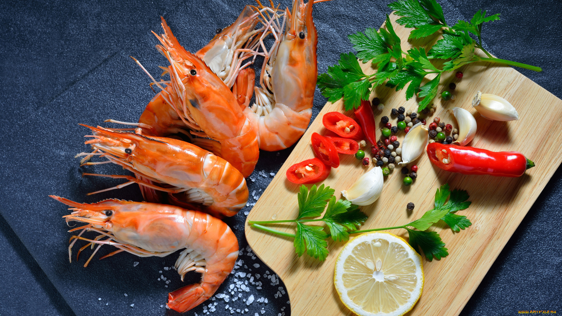 еда, рыбные, блюда, , с, морепродуктами, креветки