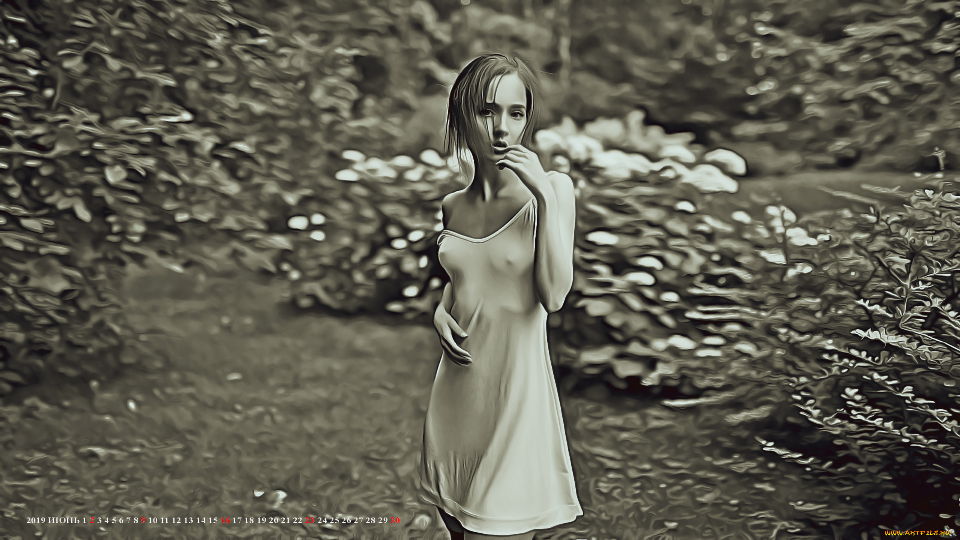 календари, компьютерный, дизайн, растение, природа, взгляд, девушка