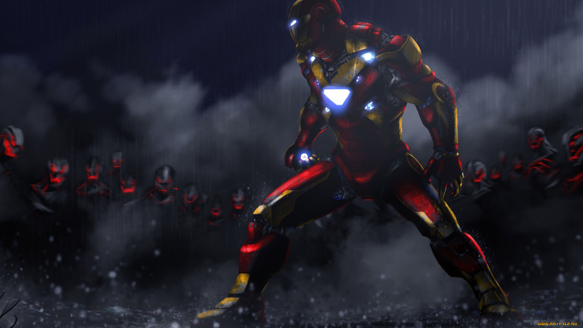 рисованное, комиксы, дождь, клоны, железный, человек, тони, старк