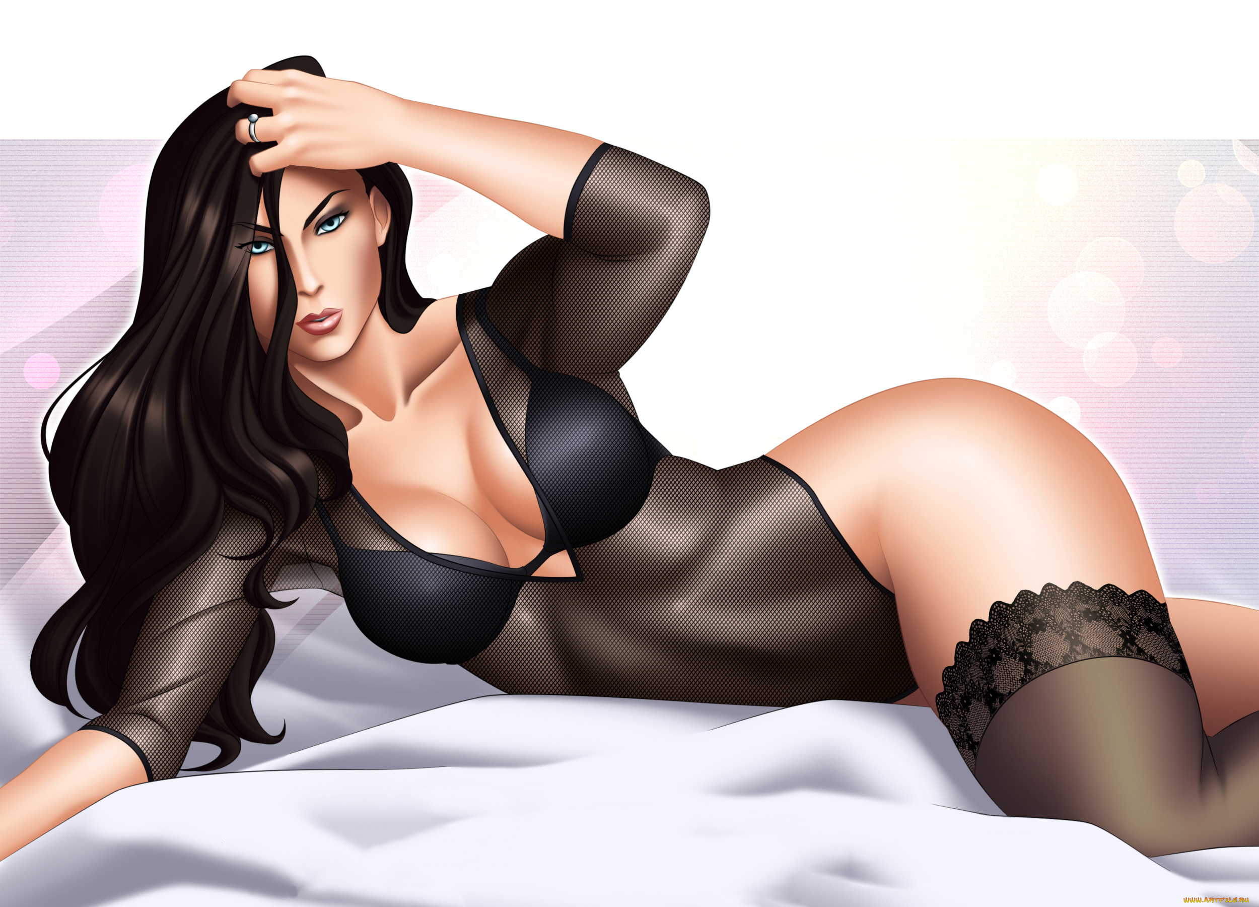 рисованное, люди, чулки, взгляд, фон, девушка