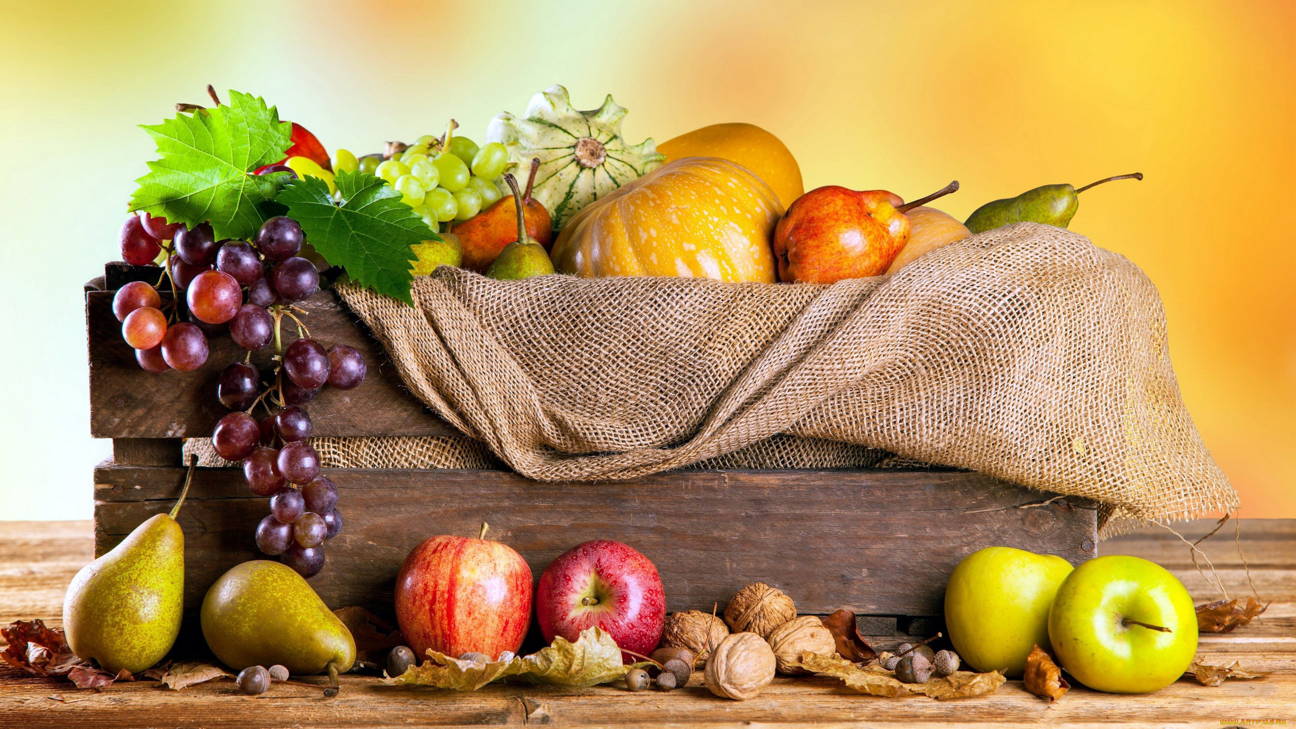 еда, натюрморт, яблоки, виноград, груши