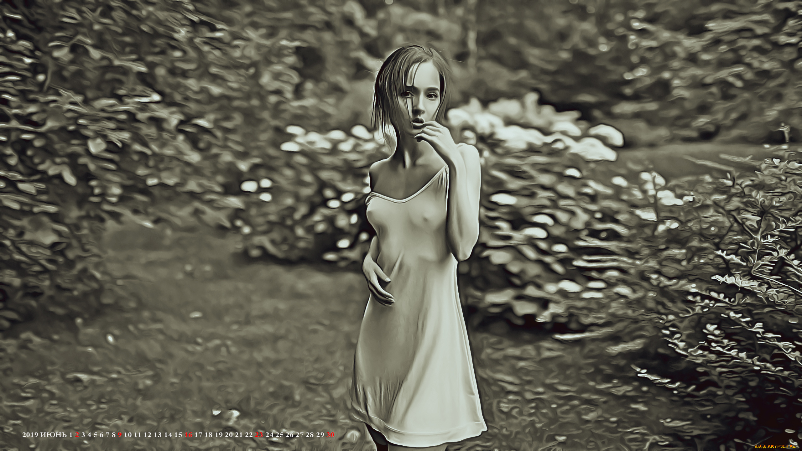 календари, компьютерный, дизайн, растение, природа, взгляд, девушка