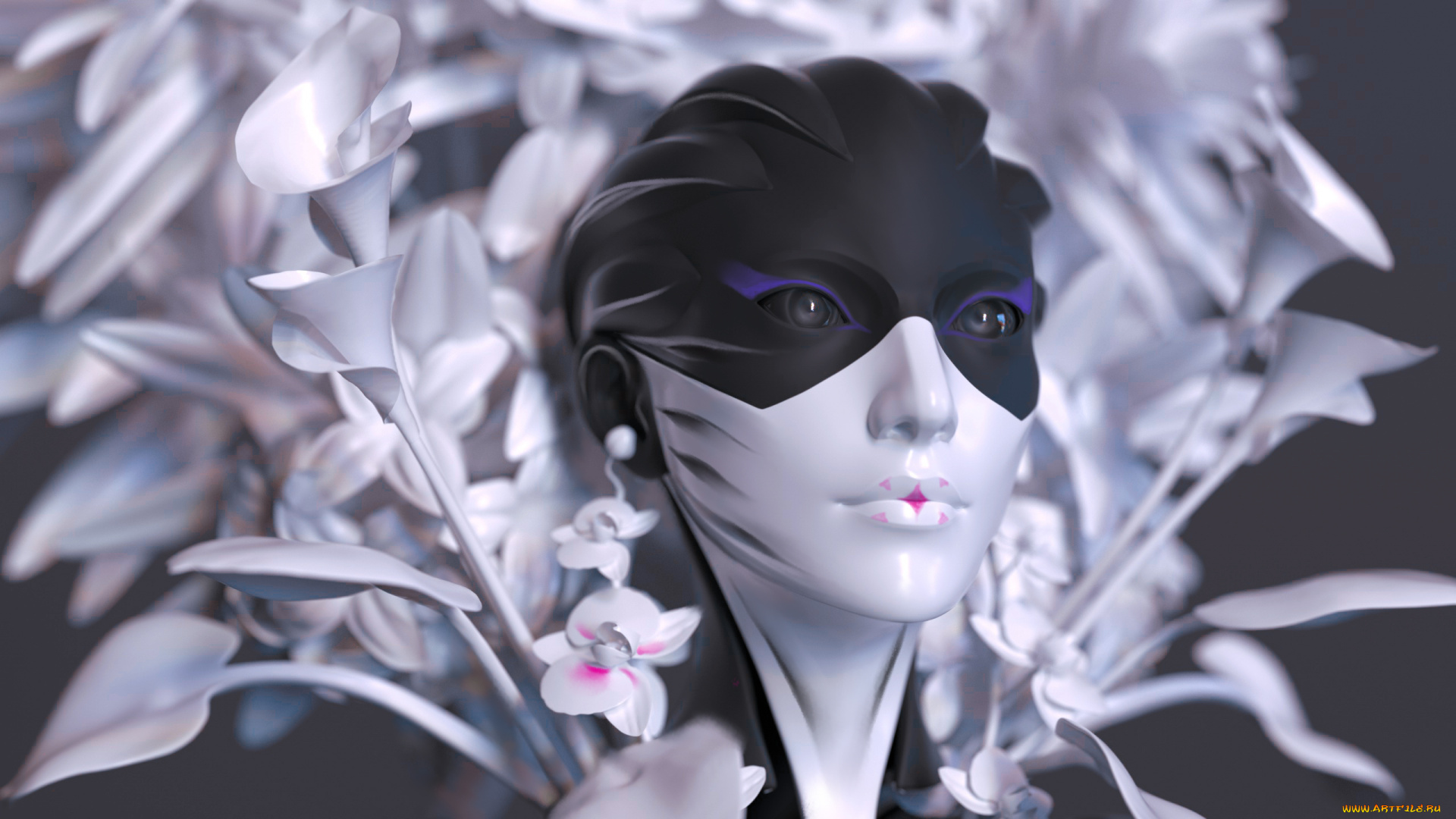 3д, графика, существа, , creatures, девушка, фон, существо, цветы