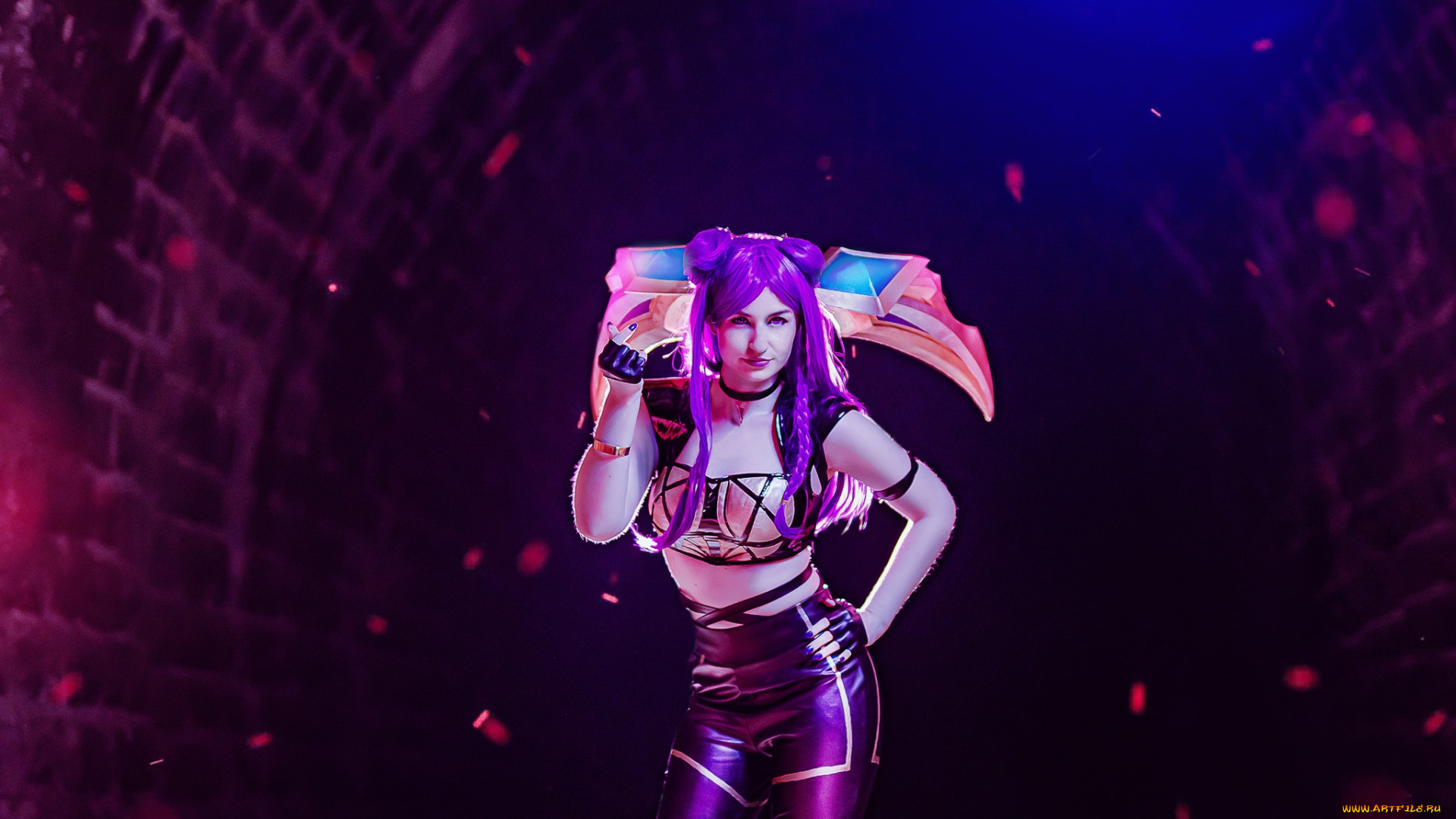 девушки, -, креатив, , косплей, league, of, legends, тоннель, искры