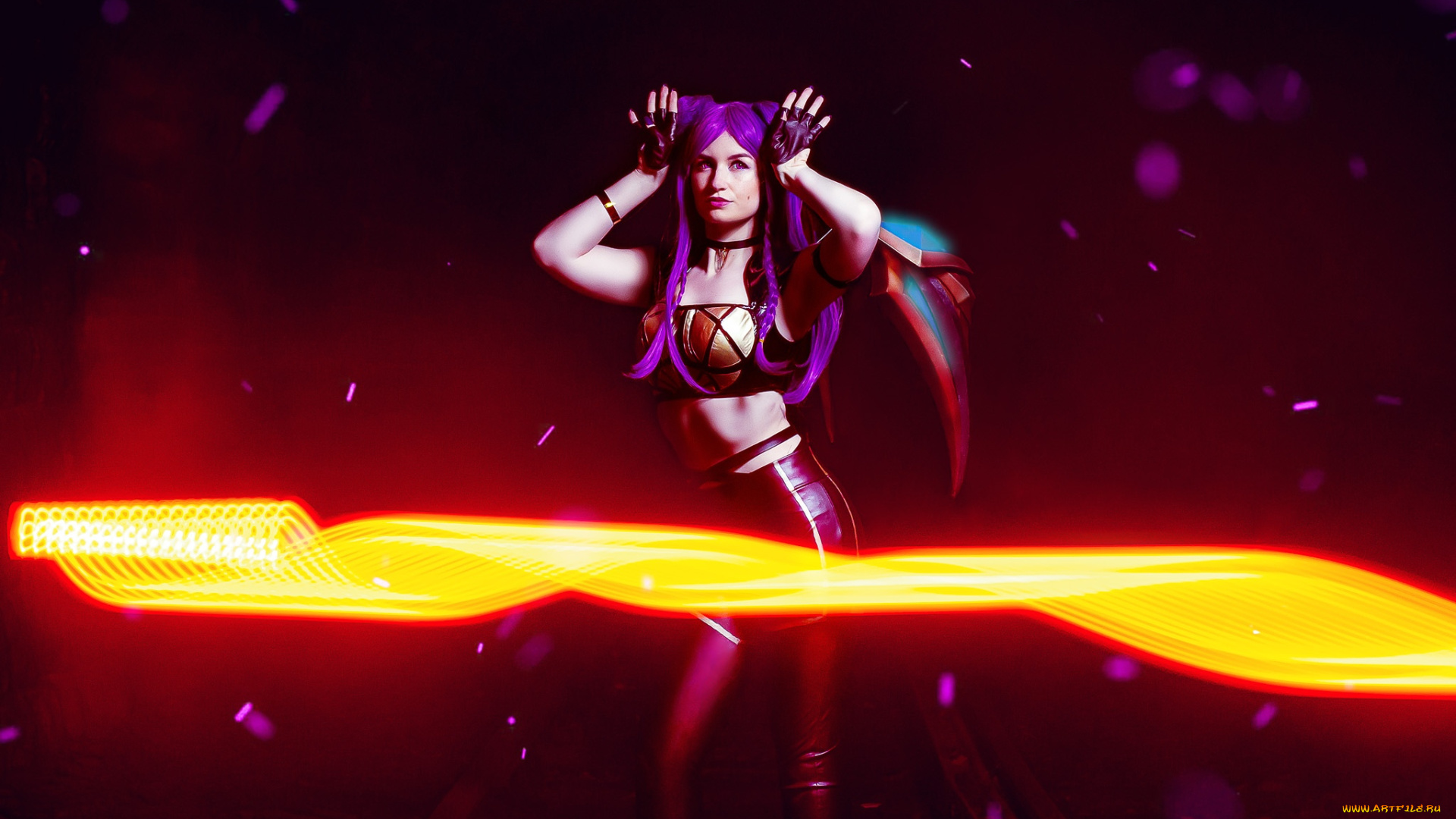 девушки, -, креатив, , косплей, league, of, legends, огонь, тоннель