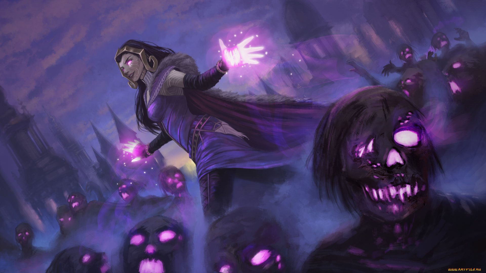 фэнтези, маги, , волшебники, девушка, фон, платье, существа, магия