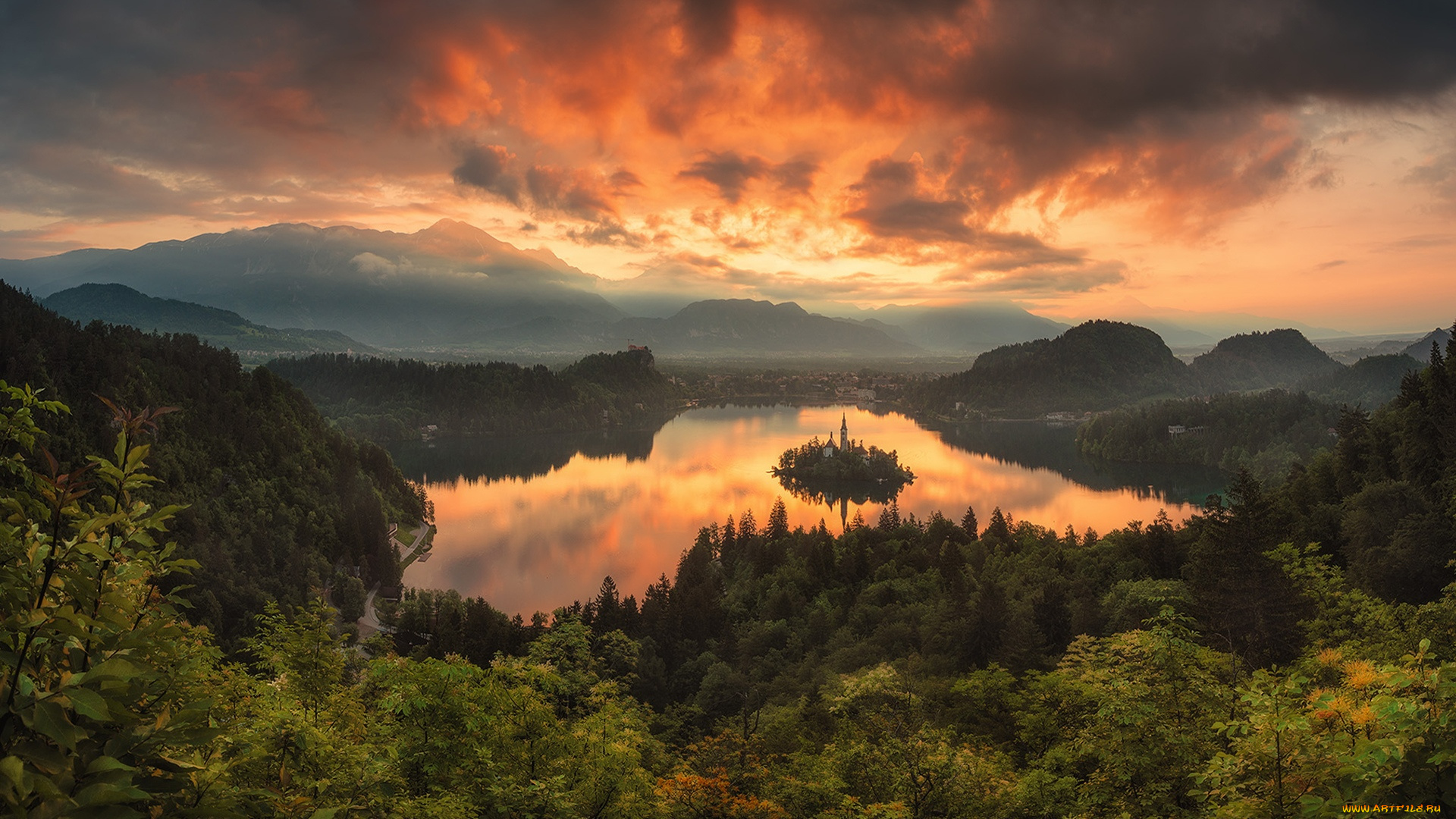 города, блед, , словения, озеро, блед