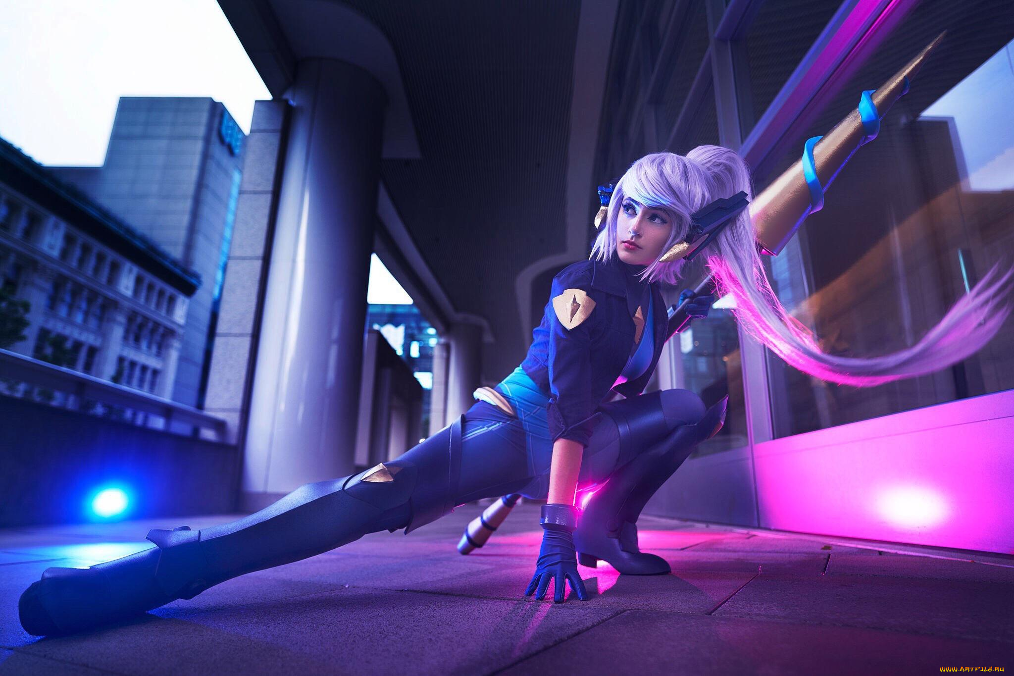 девушки, -, креатив, , косплей, league, of, legends, нидали, город, здания, zephyrah