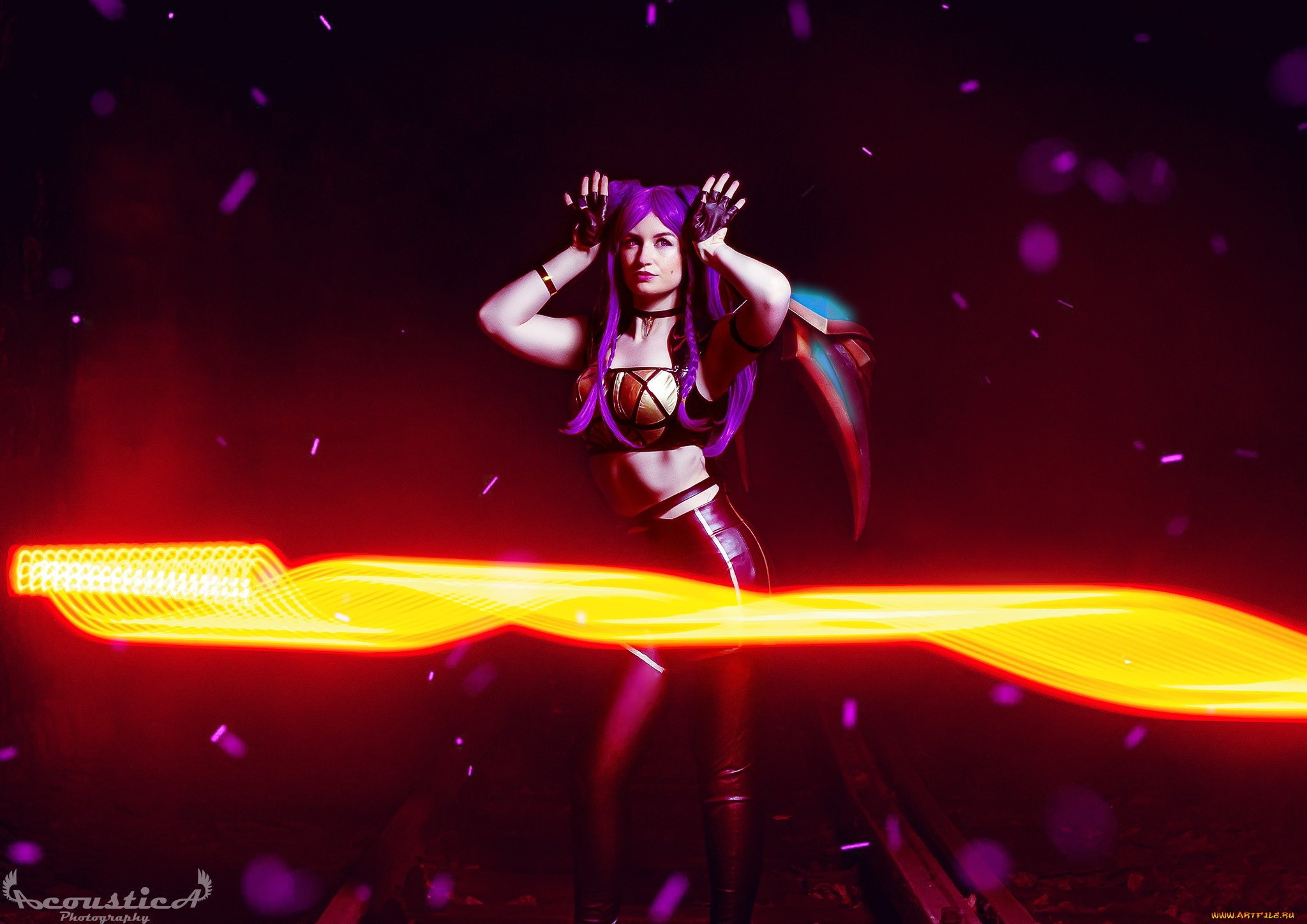 девушки, -, креатив, , косплей, league, of, legends, огонь, тоннель