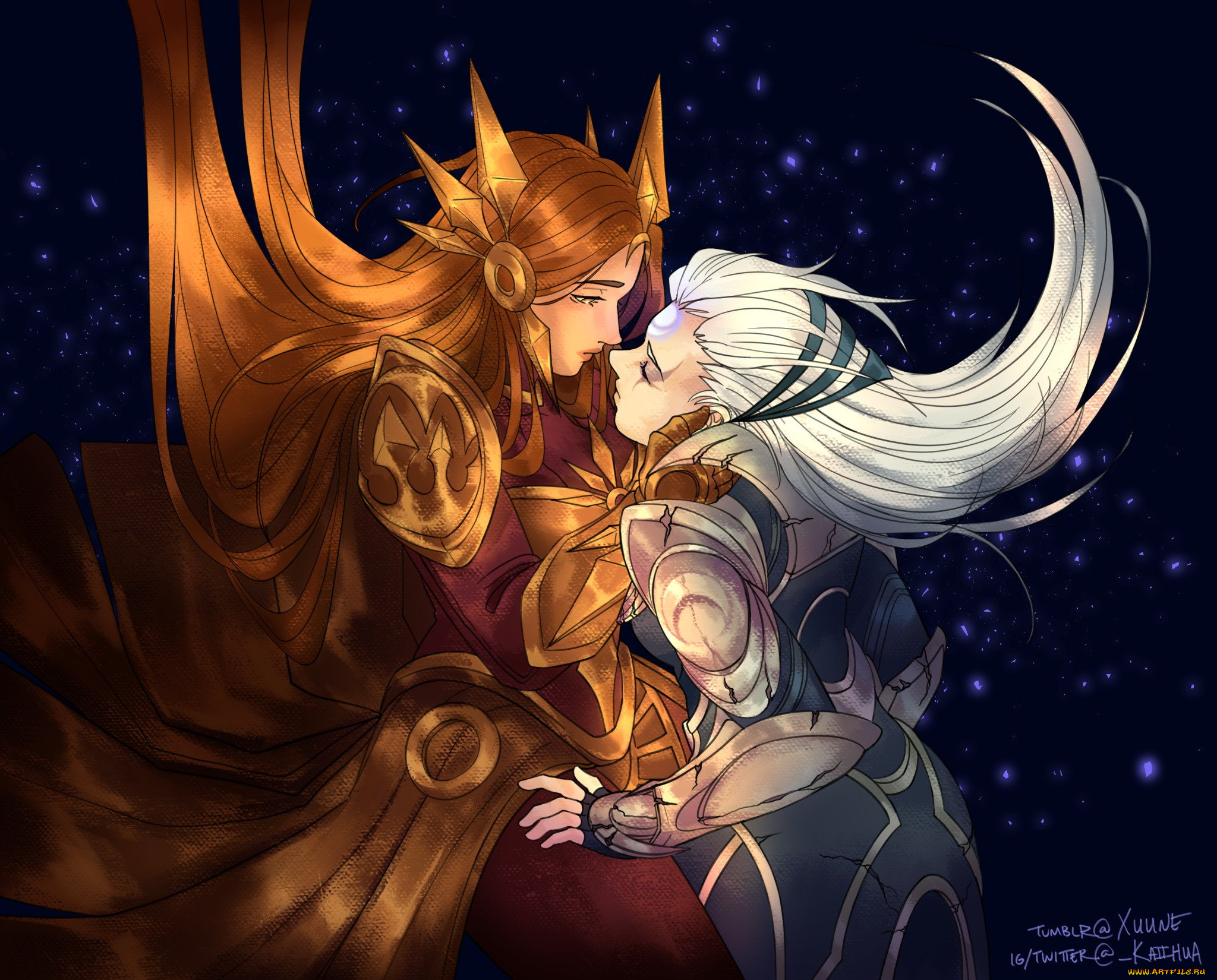 видео, игры, league, of, legends, доспехи, поцелуй, девушки, диана