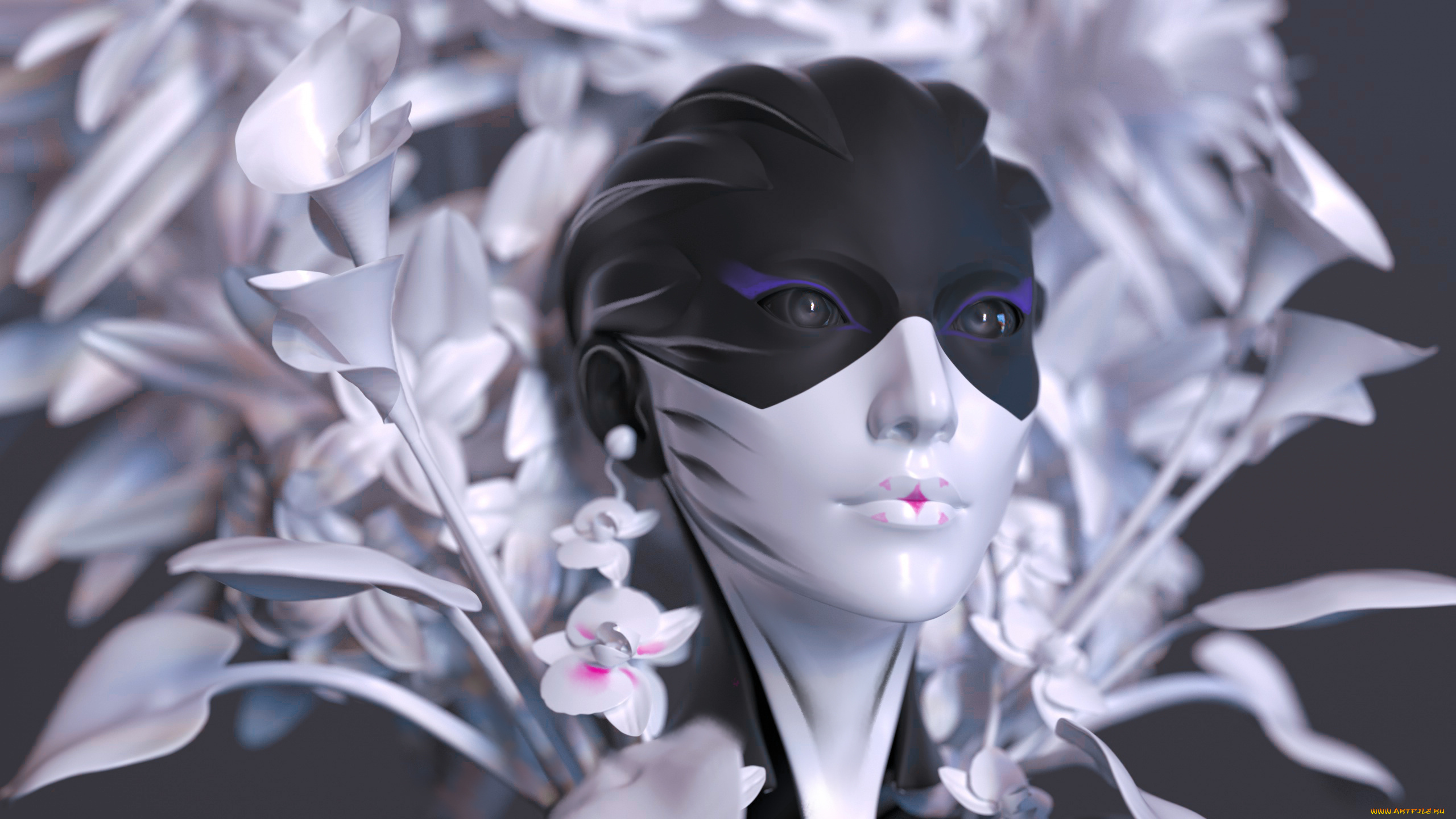 3д, графика, существа, , creatures, девушка, фон, существо, цветы