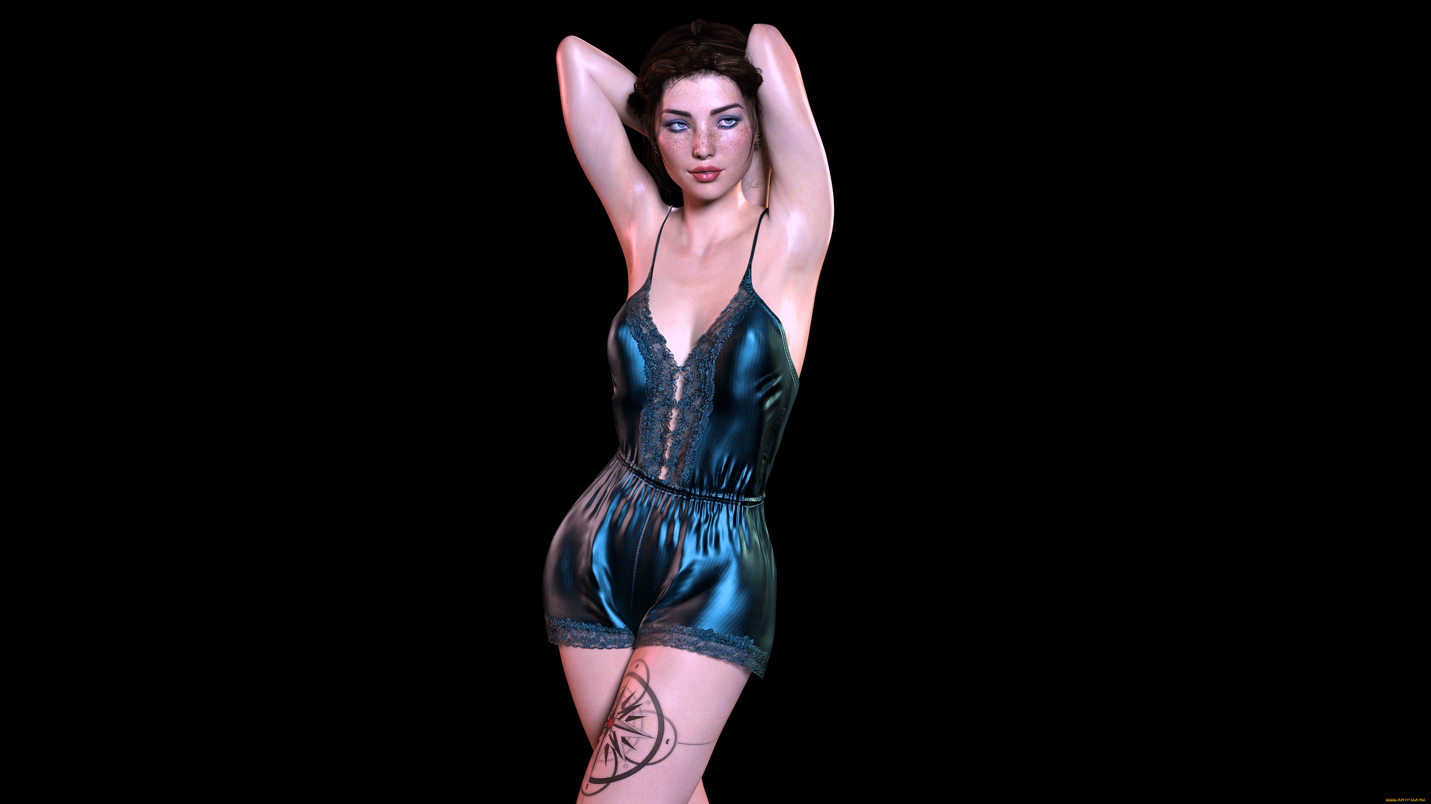3д, графика, люди, , people, девушка, фон, взгляд, тату, ночнужка
