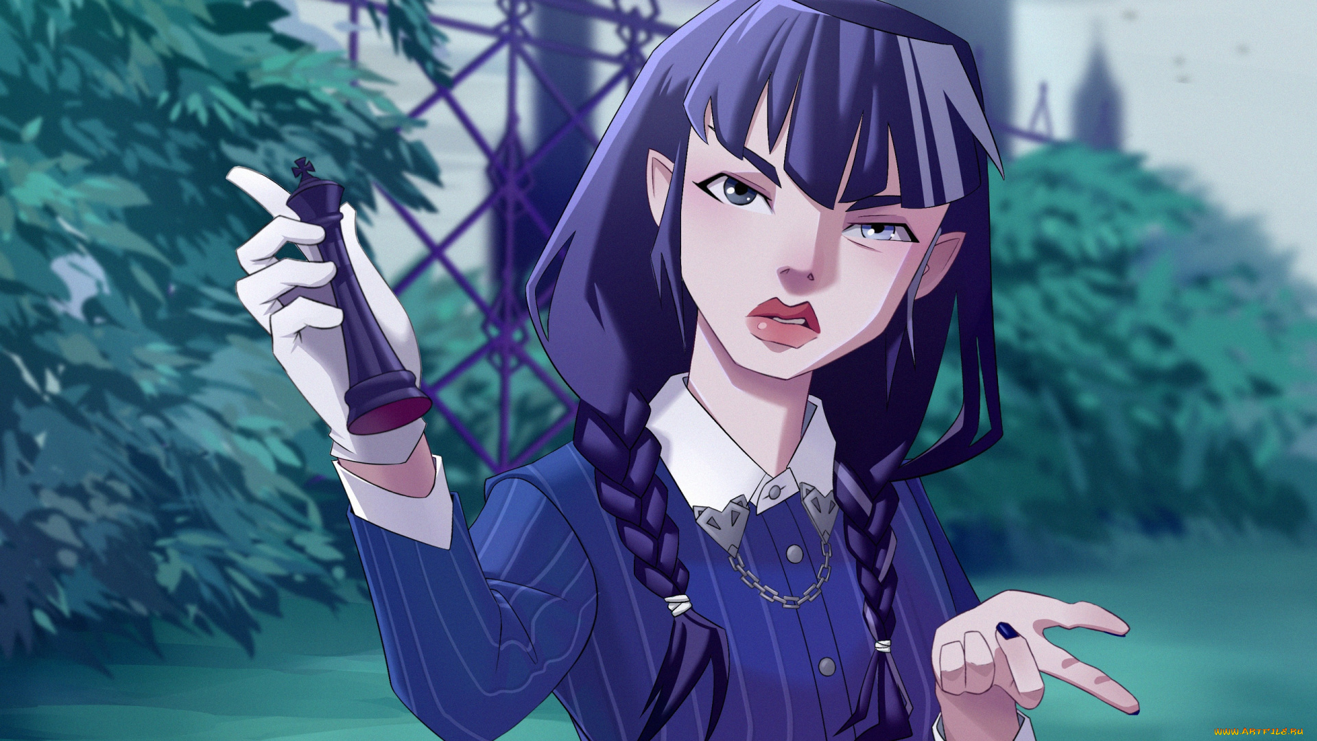 аниме, unknown, , другое, , девушка, фигура, шахматы, лужайка