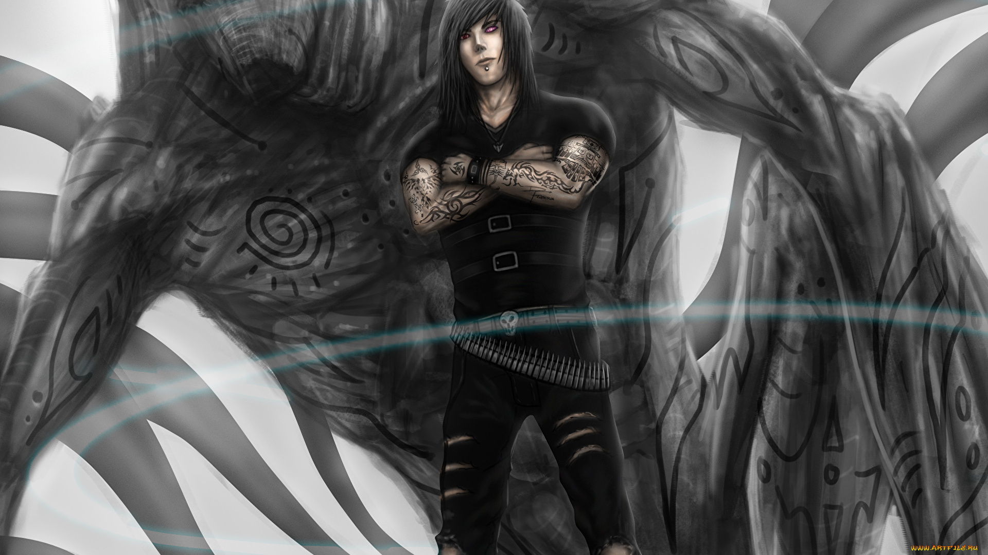 фэнтези, демоны, парень, демон