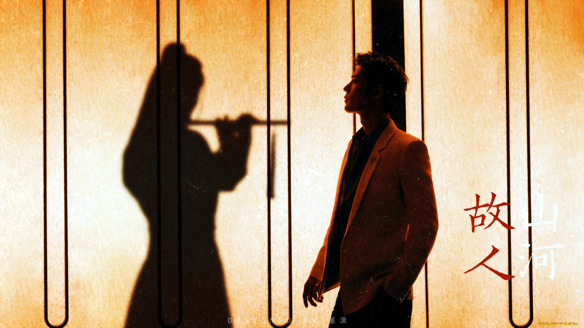 мужчины, xiao, zhan, актер, силуэт