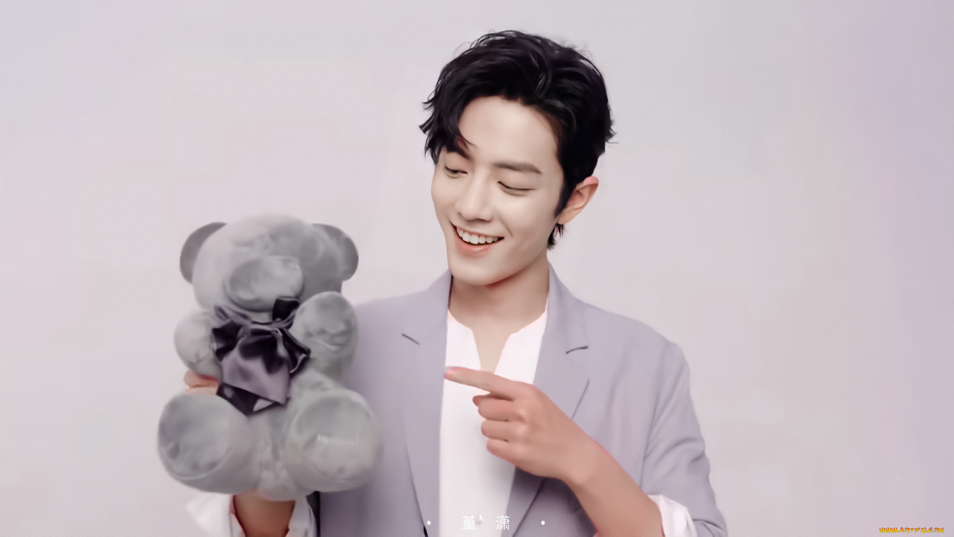 мужчины, xiao, zhan, актер, жакет, мишка, игрушка