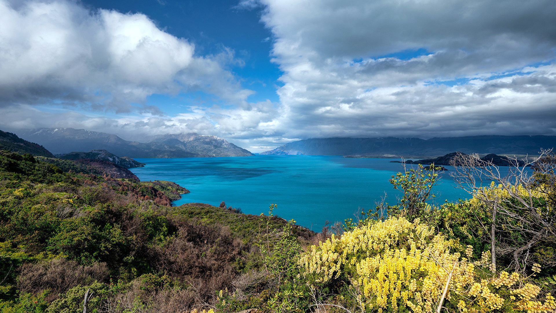 природа, реки, озера, облака, горы, озеро