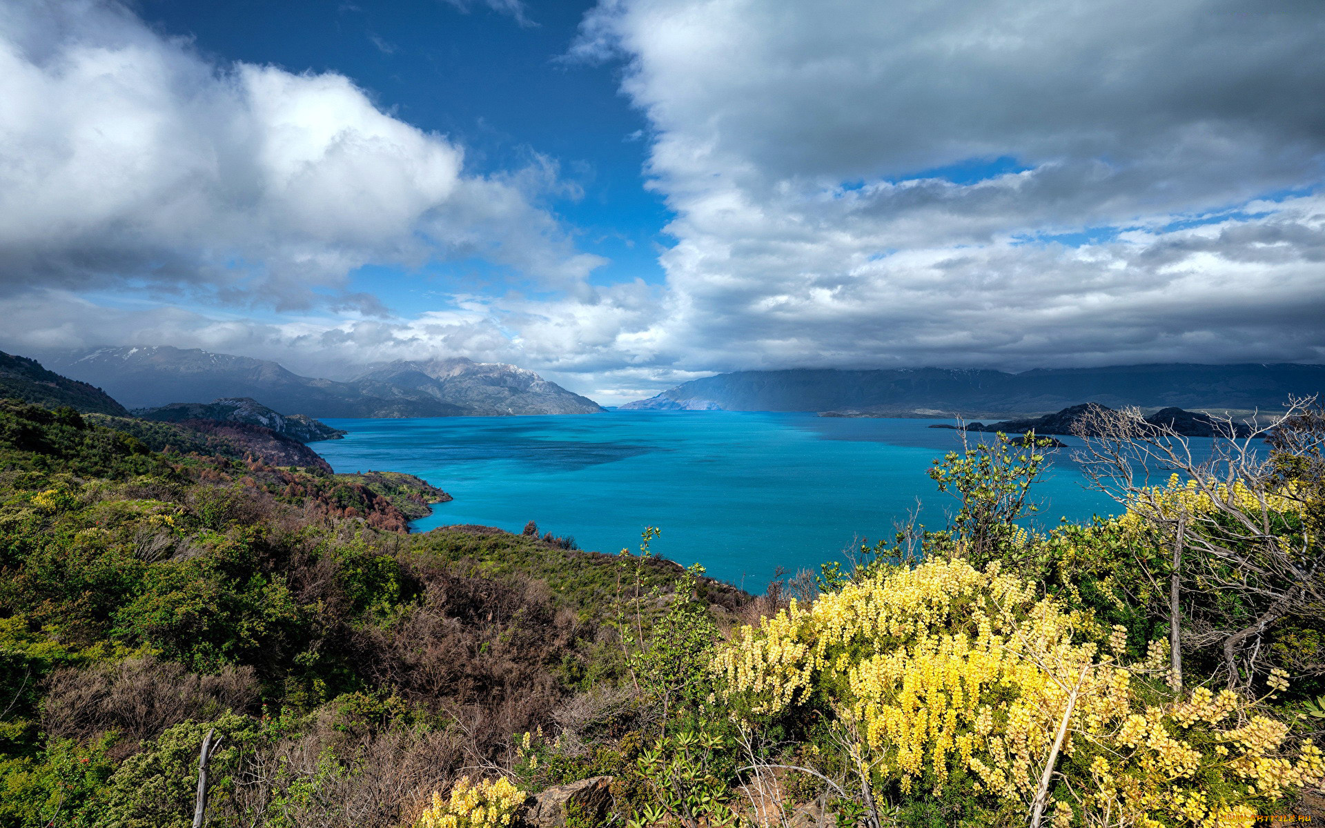 природа, реки, озера, облака, горы, озеро