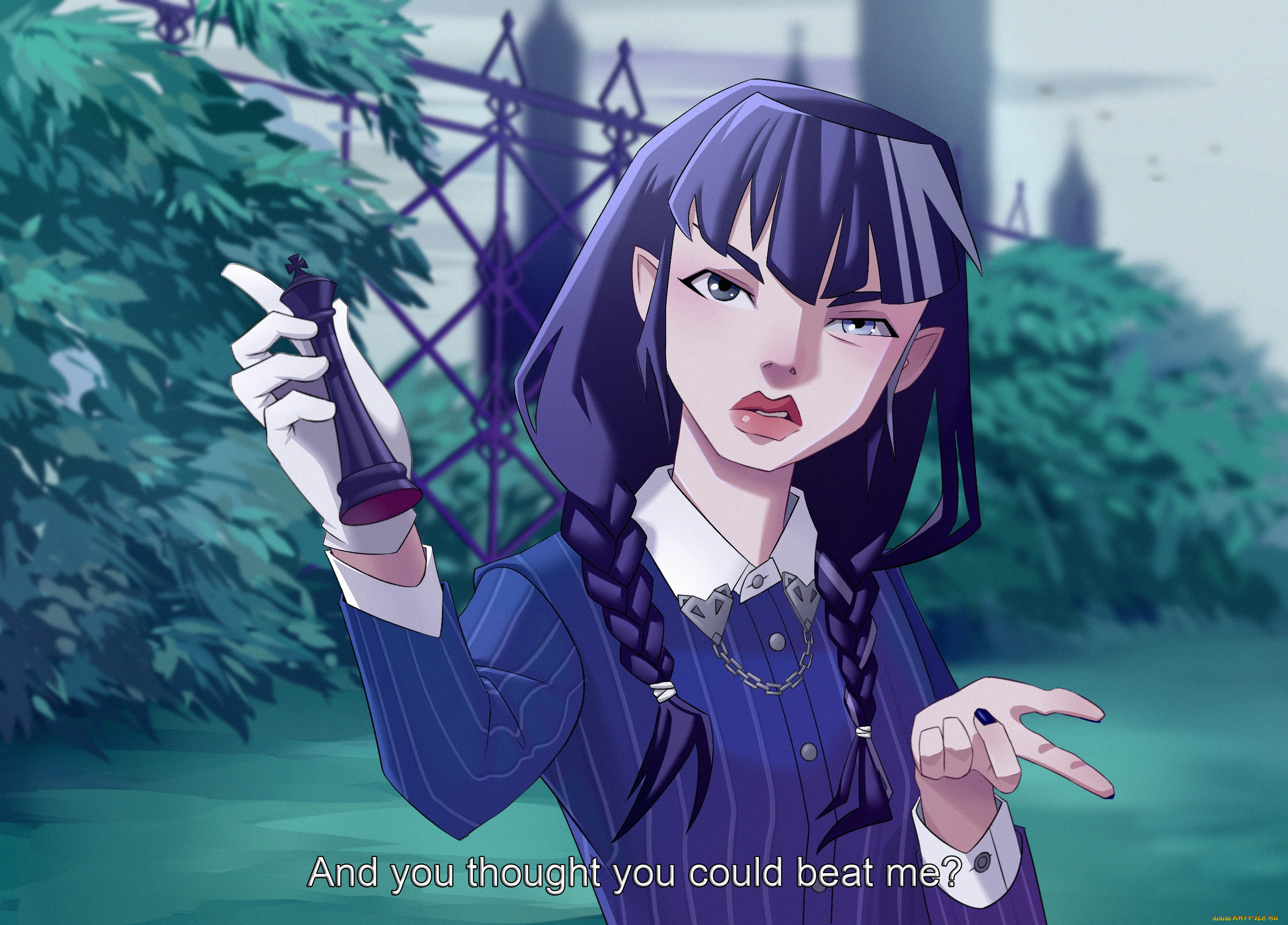 аниме, unknown, , другое, , девушка, фигура, шахматы, лужайка