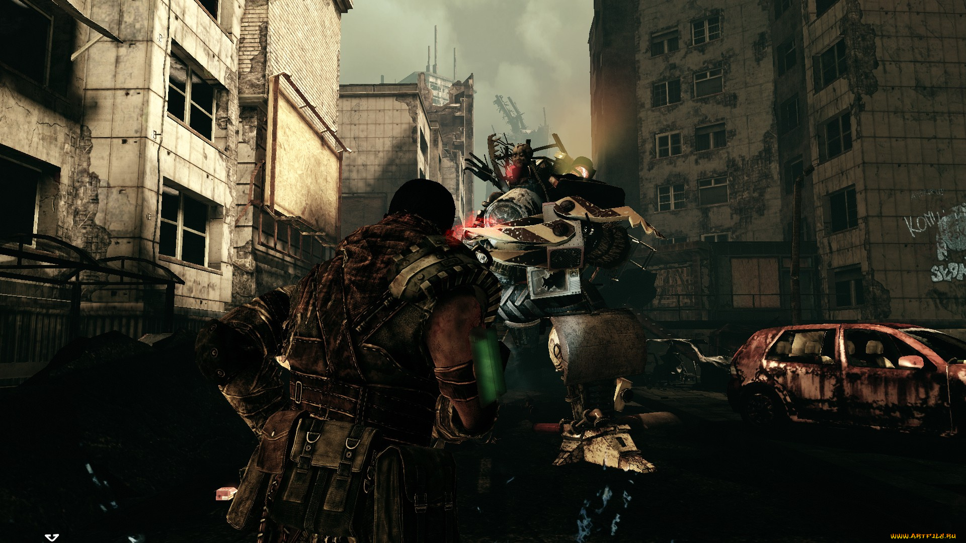 видео, игры, afterfall, , insanity, человек, оружие, монстр, город
