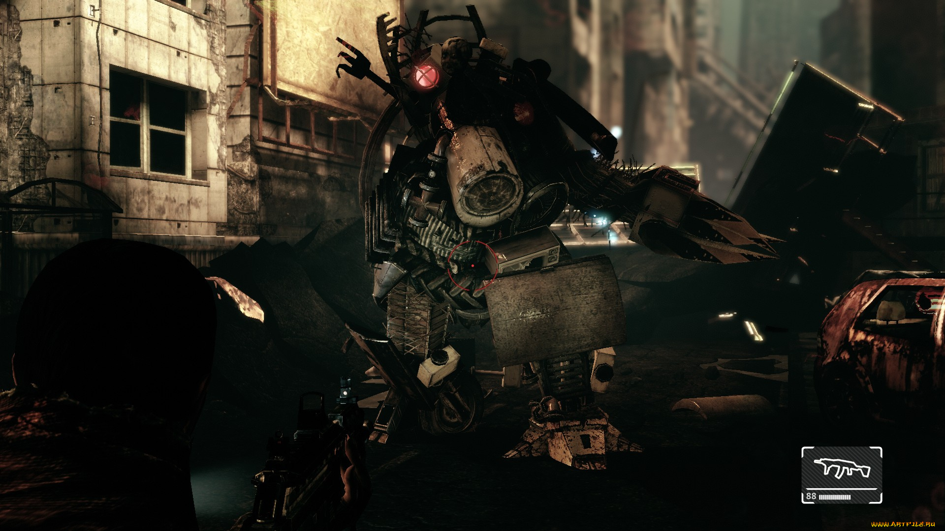 видео, игры, afterfall, , insanity, человек, оружие, монстр, город