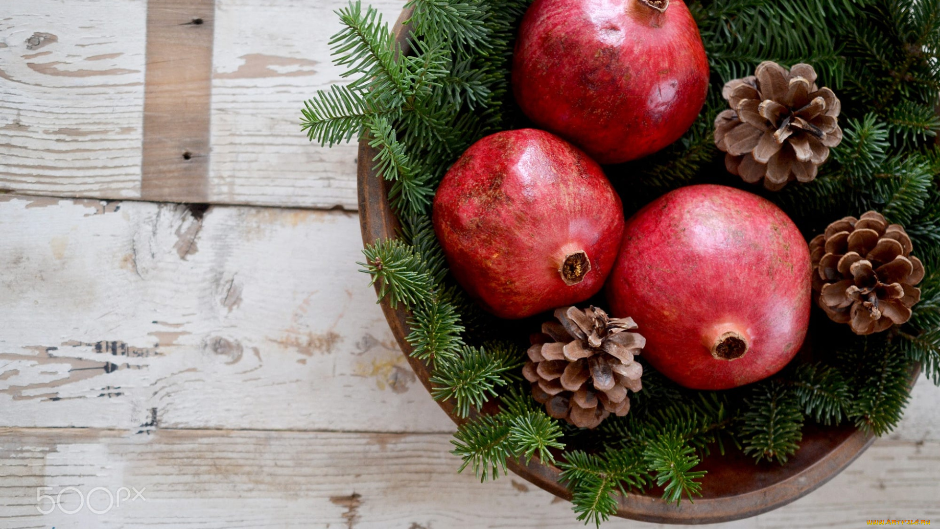 еда, гранат, шишки, гранаты, еловые, ветки