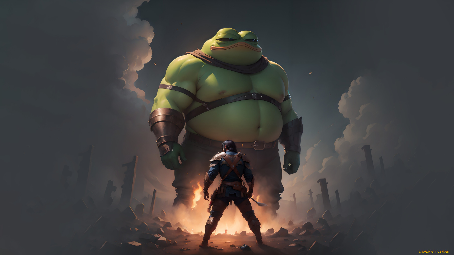 фэнтези, существа, огромная, лягушка, мутант